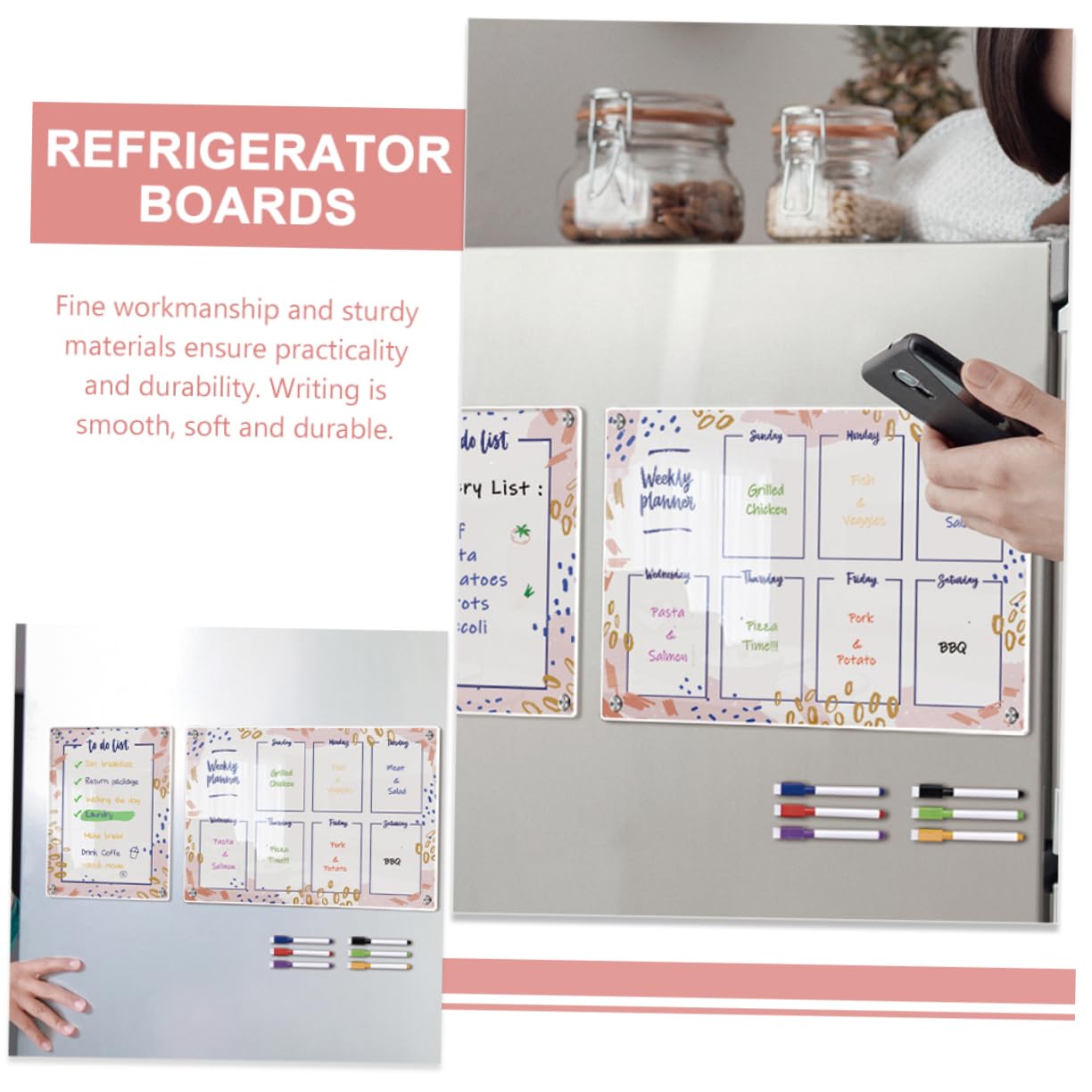 STOBOK 1satz Magnetische Wochenplaner Tafel Für Kühlschrank Abwischbare Acrylic Planungsboard Mit Whiteboard-stiften Für Tägliche Notizen Und Familienorganisation