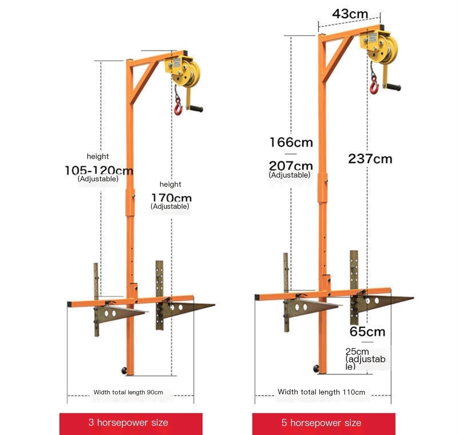 icVantA Air Conditioning Outdoor Unit Hoist Bracket + Hand Winch, Lift Specialized Tool for 3/5 HP (Size : 5HP Shelf+Self-Lock Winch 15m) (Only 5HP Brackets)