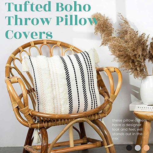 1 Stück Boho Kissenbezug 45x45cm, Makramee Kissenbezüge Kissenhülle Dekokissen mit Quasten, Dekorative Kissen Boho Style… – Bild 3