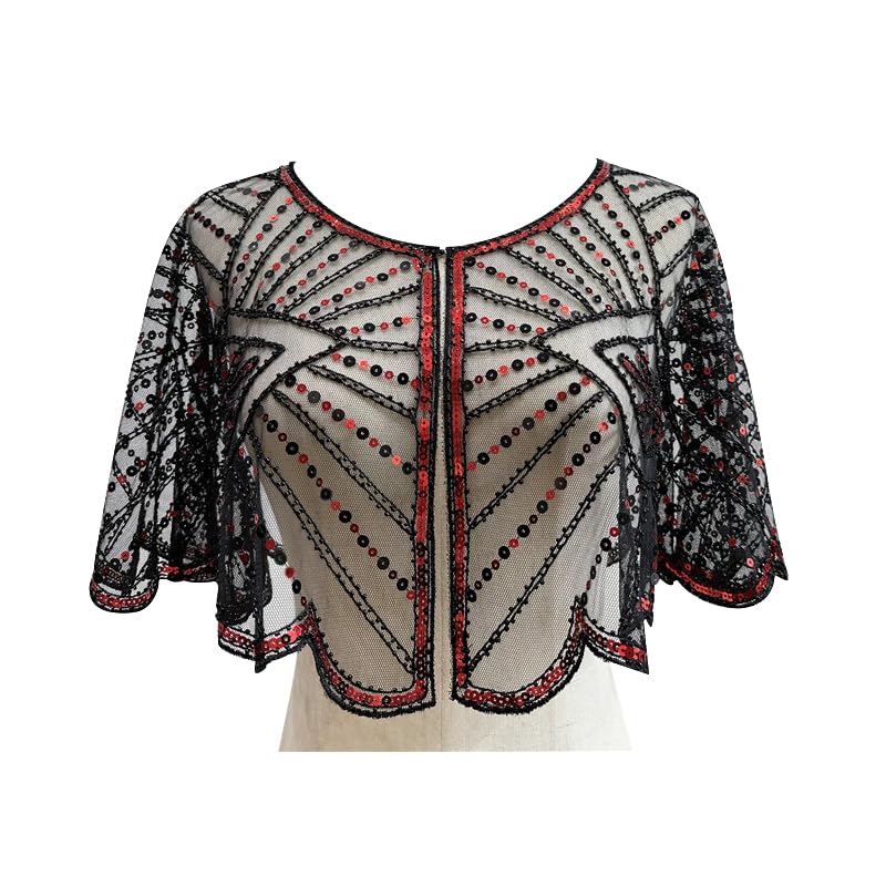 Specell 1920s Shawl Bridal Shawls Sequin Beaded Shawl And Wraps Bolero Flapper Cover Up For Evening Dresses Wedding Party Etc