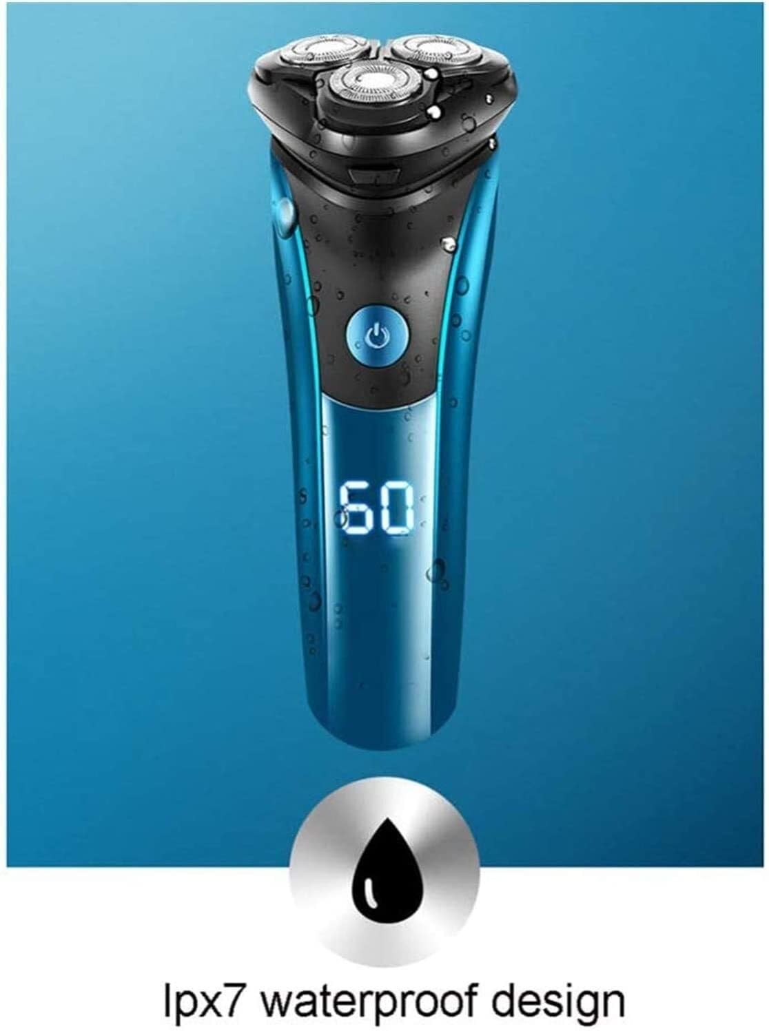Afeitadora eléctrica para hombre, 3 hojas, cuchilla multifunción, lavado con agua, pantalla LED, carga rápida, portátil, para uso diario y viajes