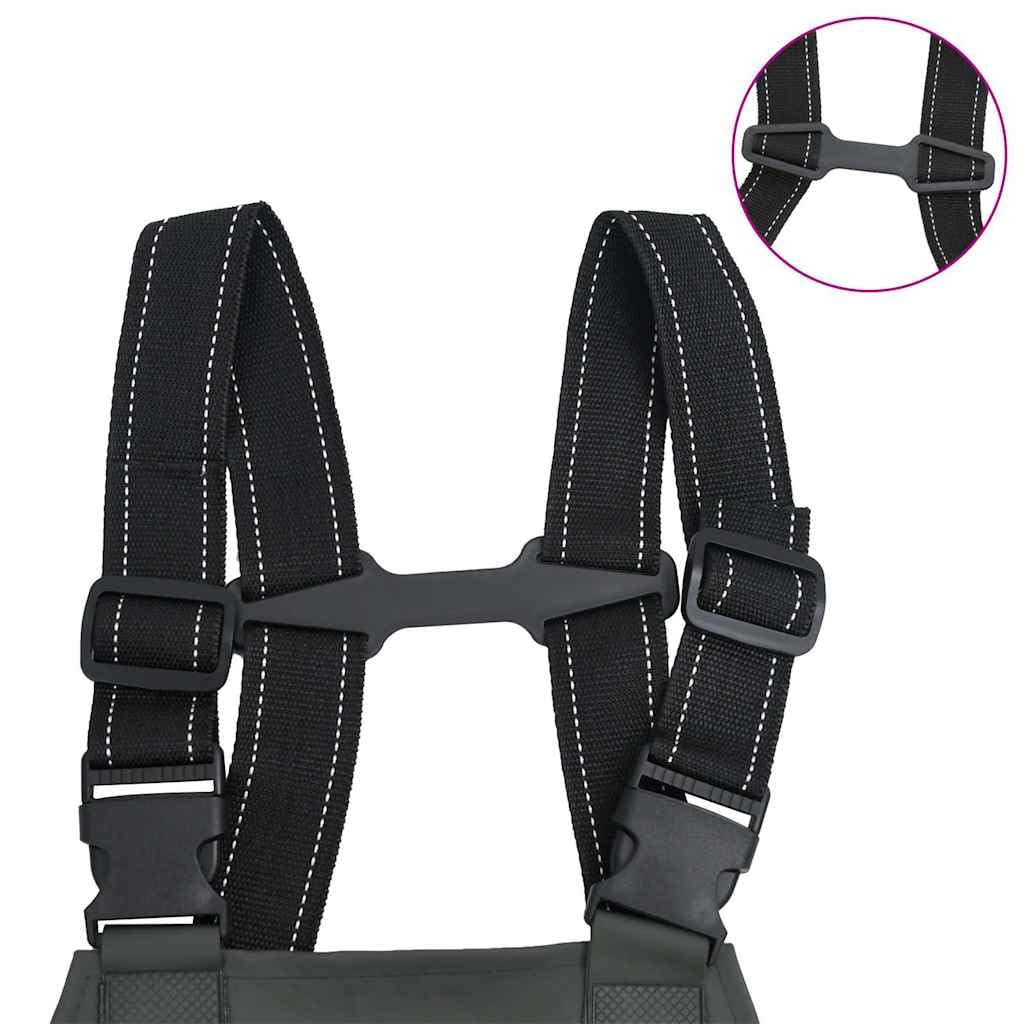 Salopette con stivali in poliestere rivestito in PVC, taglia 38, impermeabili e resistenti, per pesca, caccia, attività all'aperto, bretelle regolabili e stivali in gomma antiscivolo per uomo