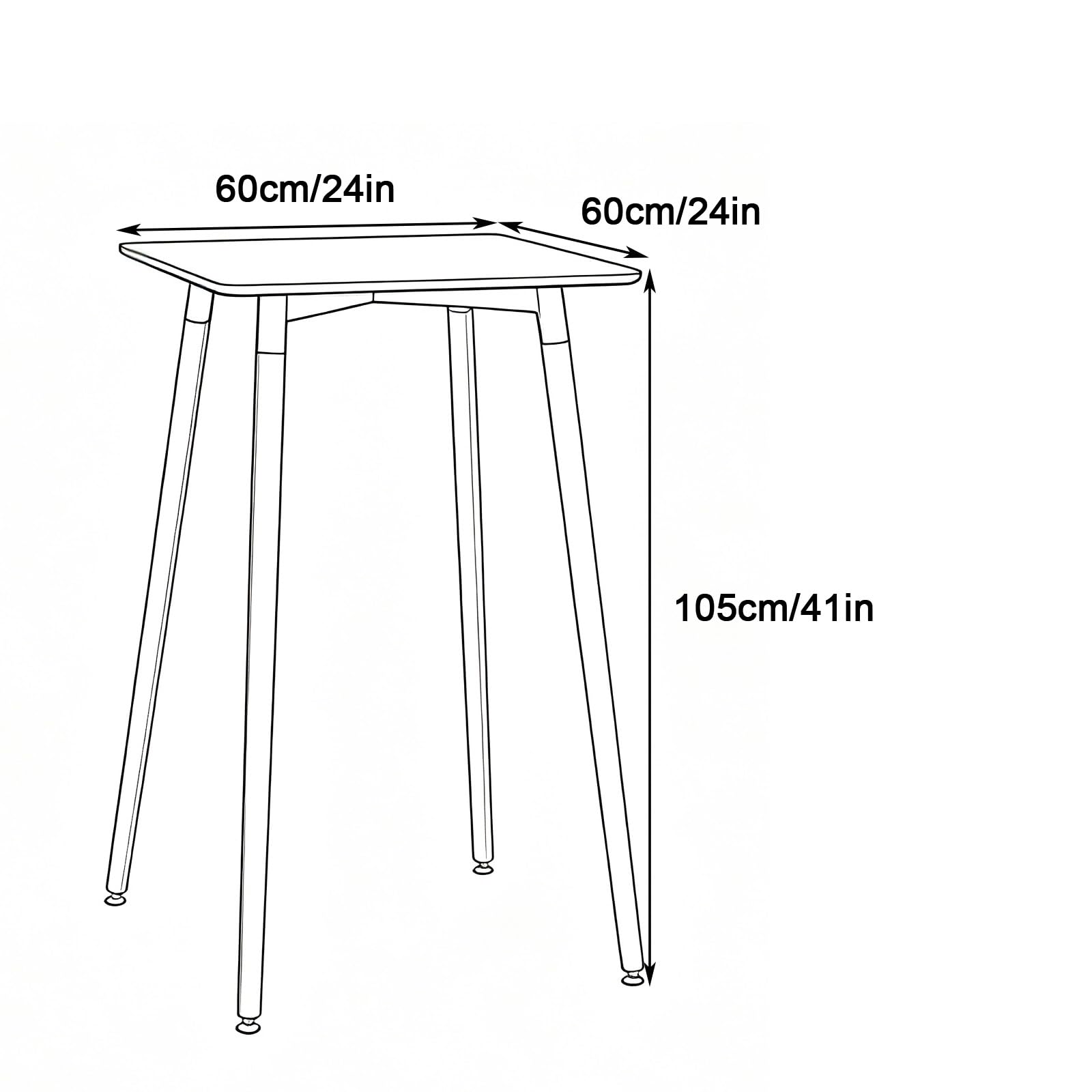 Bancone Bar, Gambe in Legno di Faggio, Portata 80 Kg, Tavolino Salotto, per Bistrot, Sala da Pranzo, Soggiorno, Terrazzo(White,60x60cm/24x24in)