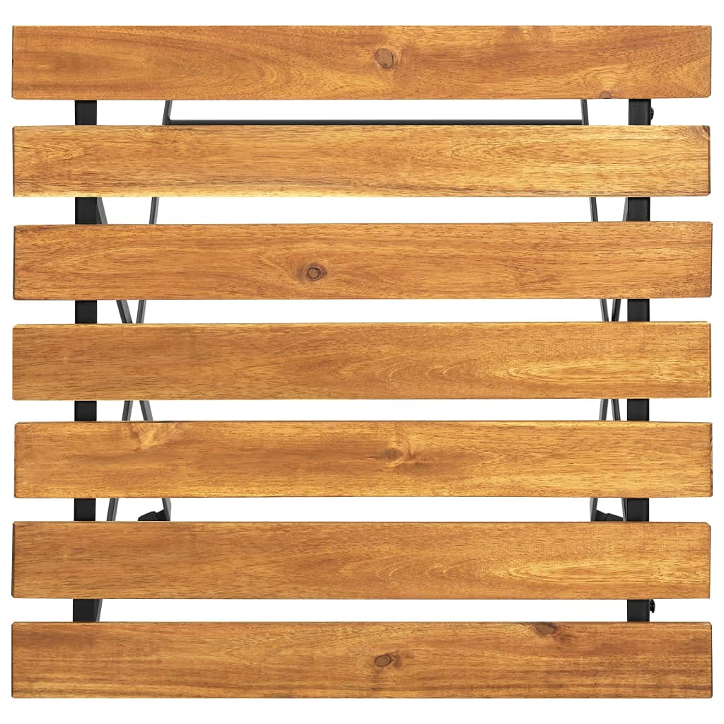 Tavolo da bistrot pieghevole in legno di acacia massiccio, 55 x 54 x 71 cm, tavolo da giardino con gambe in acciaio per stabilità, ideale per bevande e cibi all'aperto