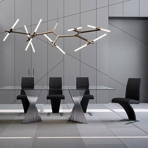 Miniatura 8 de Zuri Muebles Mesa moderna Silla de comedor en cuero sintético dorado champán y acero inoxidable