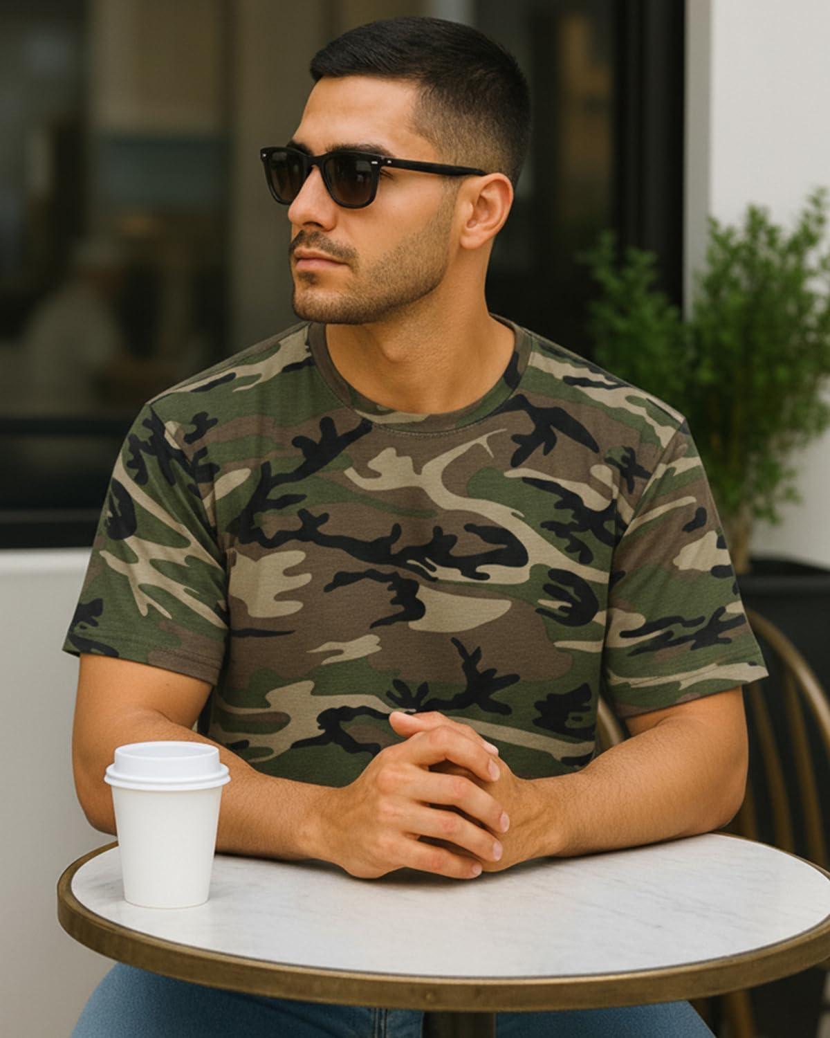 JustBlanks Men's Camouflage Tee Shirts - 100% Cotton Short-Sleeve T- Shirt - Military Camo Crewneck Shirt for Men - Image 3