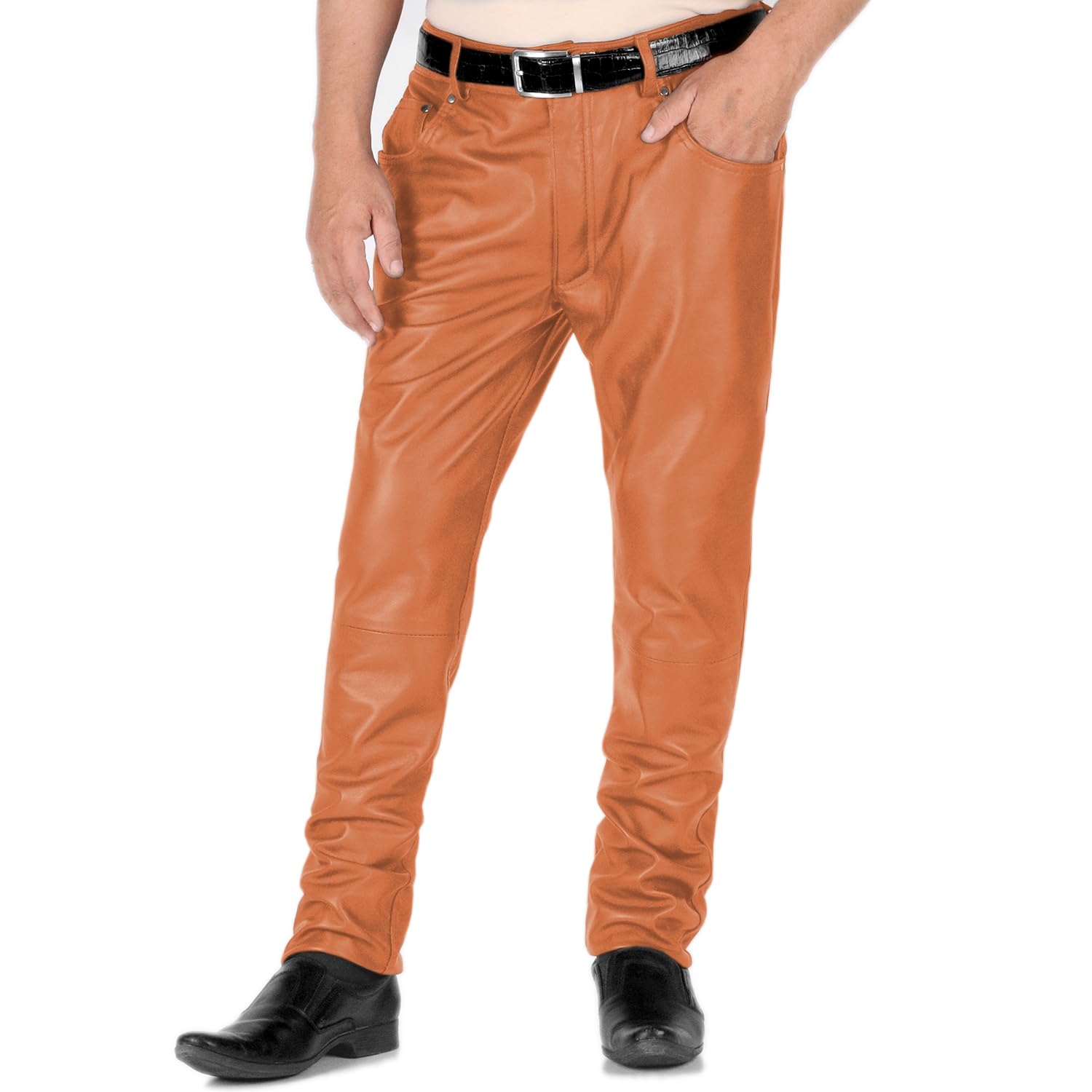 Laverapelle Men's Genuine Lambskin Leather Pants (Cognic Tan, 34, Polyester Lining) - 1804001