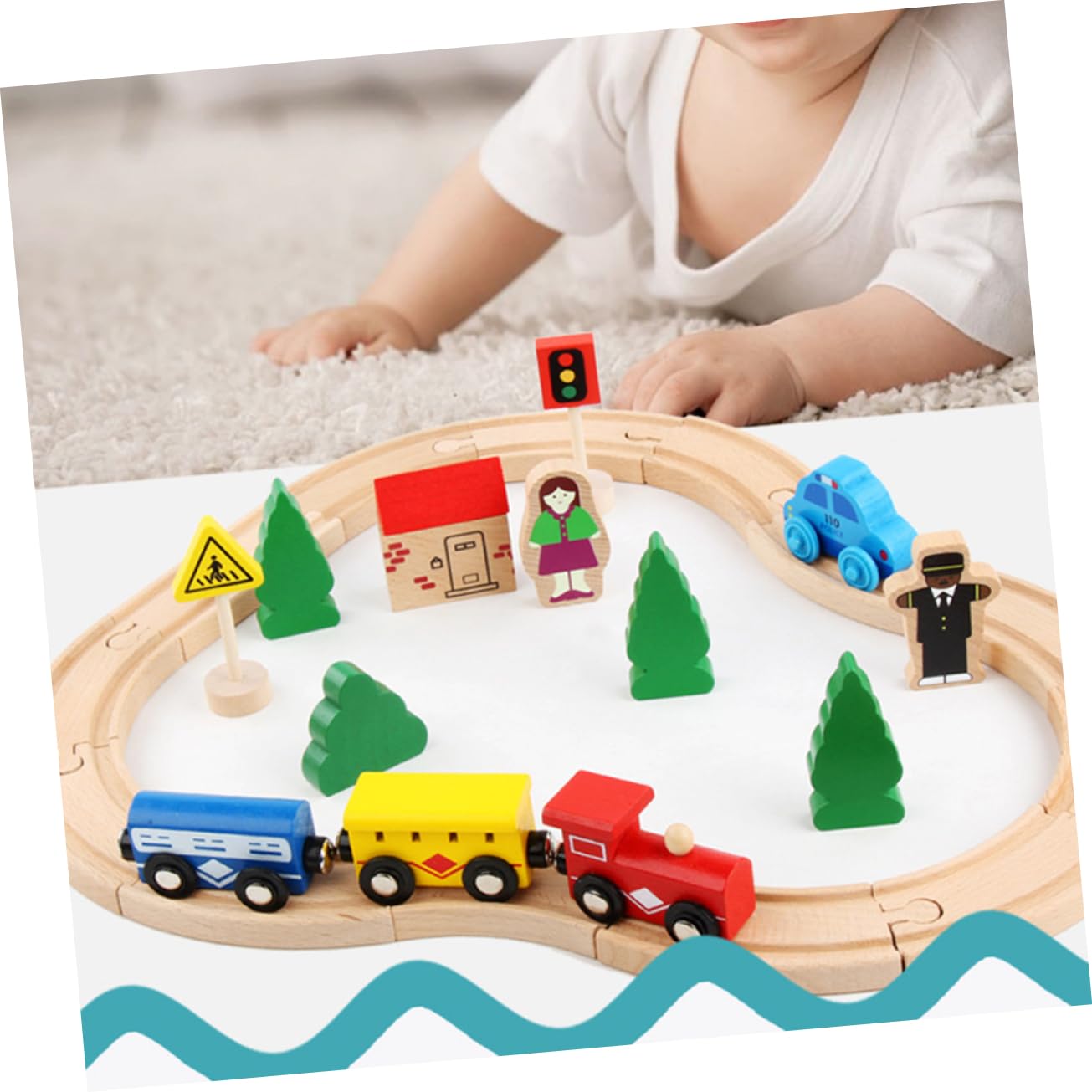 SUPVOX Giocattoli Di Legno Puzzle Per Ragazzo Set Di Vagoni Ferroviari in Legno Di Faggio Giocattoli Educativi Puzzle Per Ragazzo