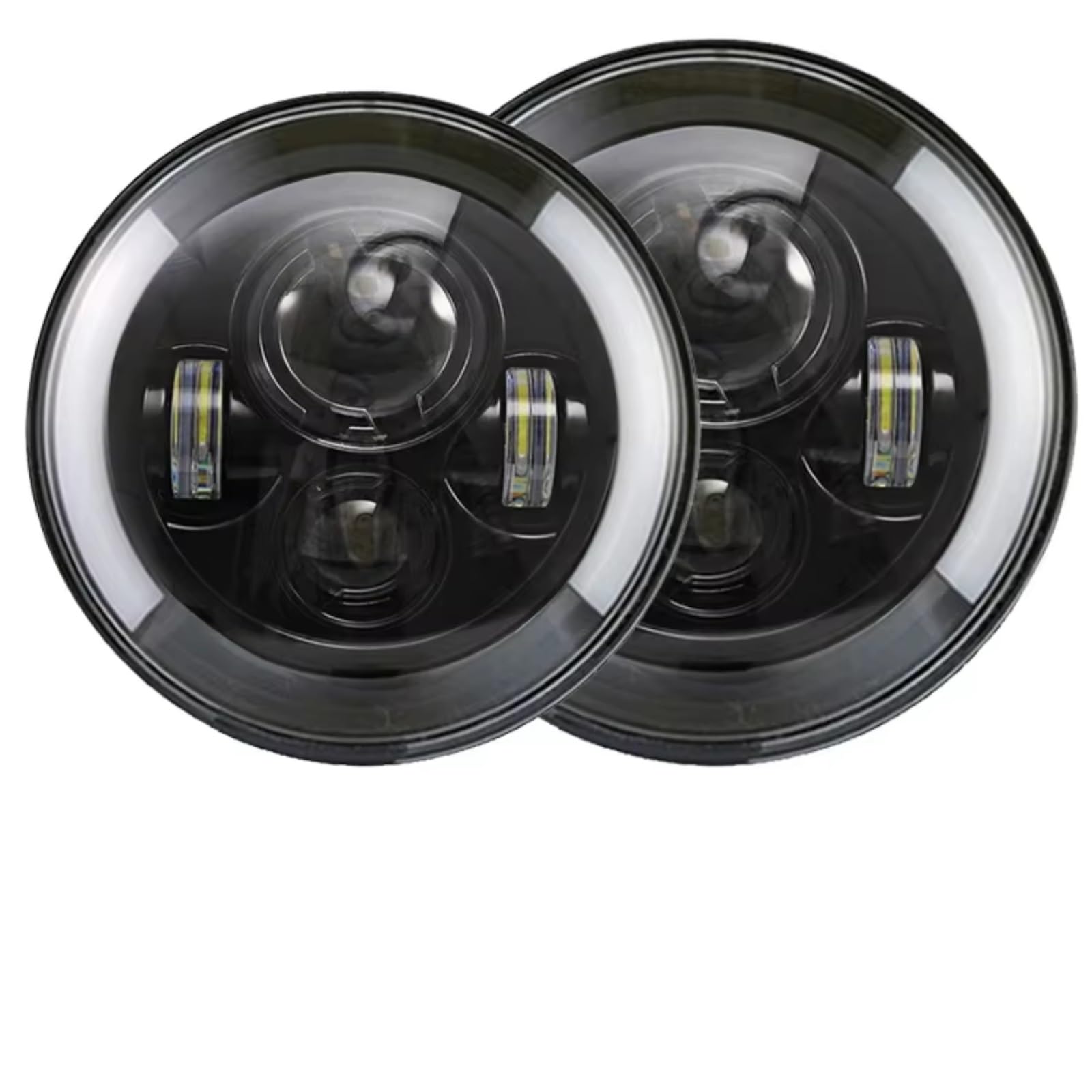 Fari Anteriori Auto Per Jeep JK 4x4 Per Wrangler Fuoristrada 2X Auto 7" Fari a LED Hi/Low H4 Halo Angle Eyes Faro Anteriore(2 Half-7inch)