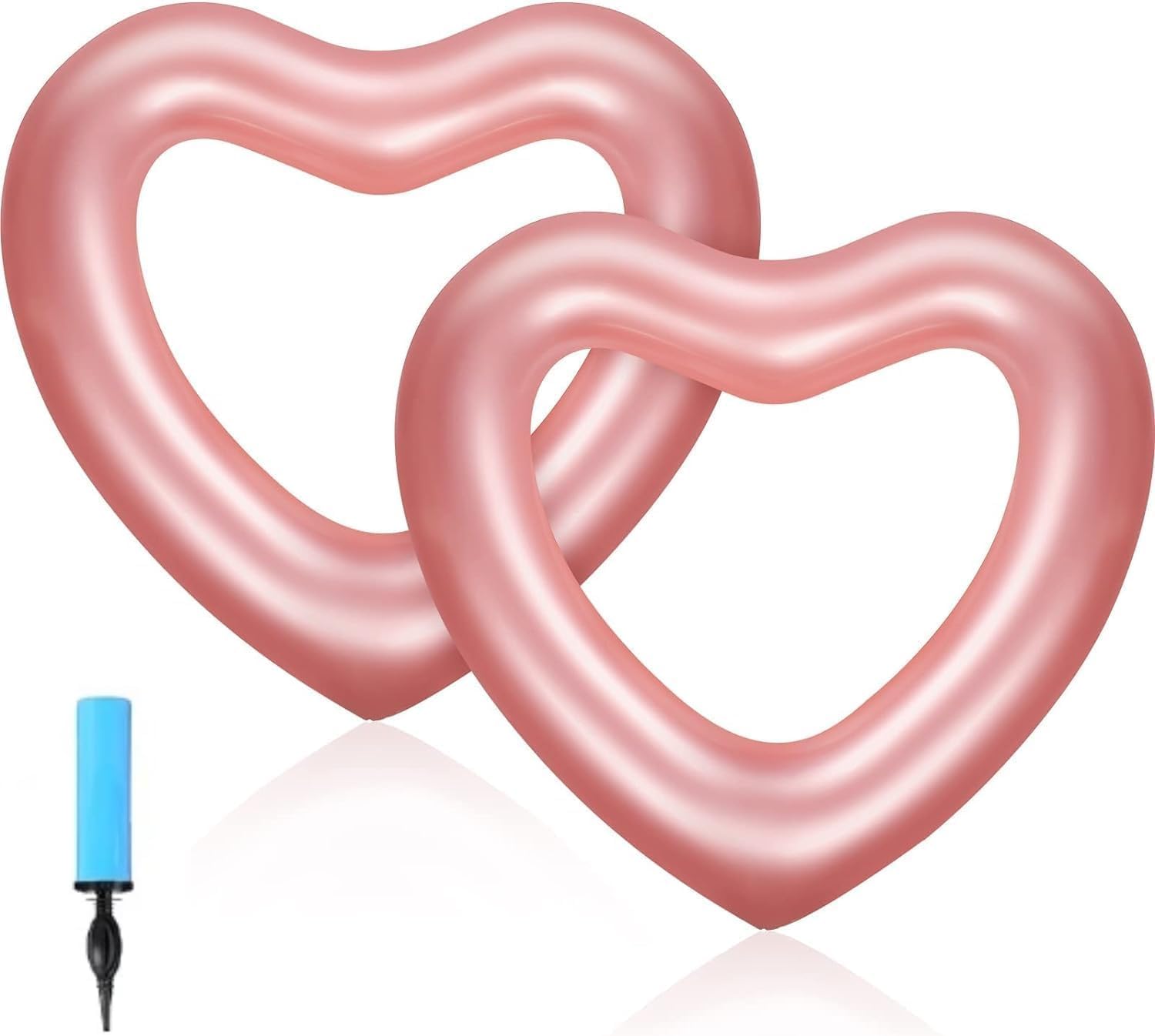 LUCKY-D 2 Pcs Heart Pool Float Inflatable Swim Rings, 120cm Bachelorette Party Pool Float Loungers Tube, Heart Shaped Summer Swimming Ring, Water Fun Beach Party for Adults