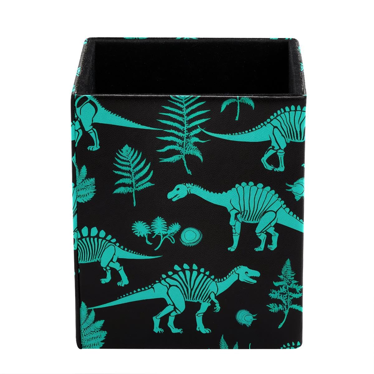 HEOEH Dinosaurs Pen Holder Pen Pot, Square Pencil Cup for Desk