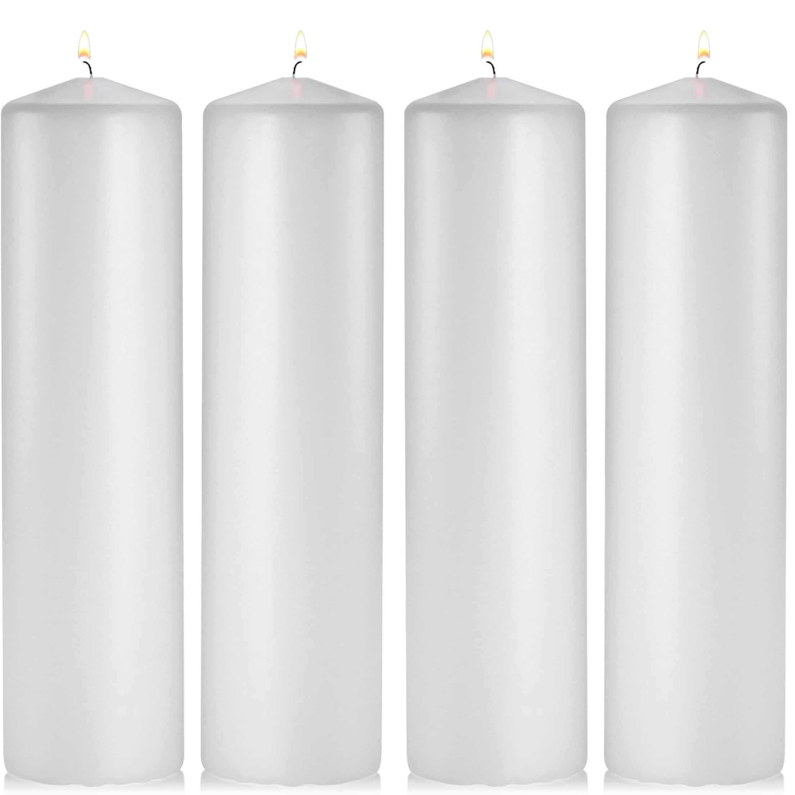 Hyoola Velas Pilar Color Blanco - Velas Grandes Sin Aroma - Paquete de 4 - Velas Decorativas Hechas en Europa - 5 x 22,5 cm