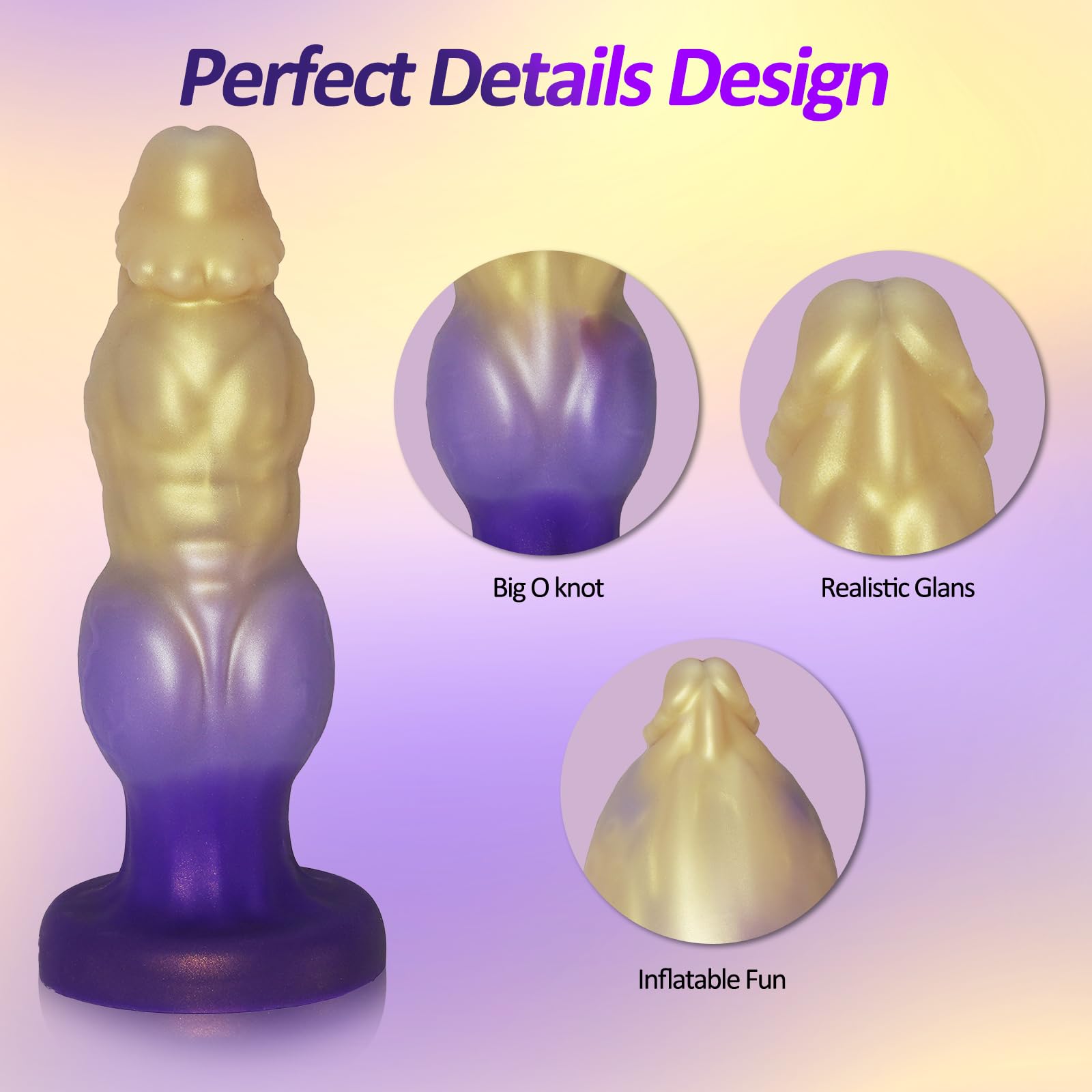 Dildo Gonfiabile Mostruoso 25cm con Spessore Regolabile, Enorme Fantasia Cane Dildo Nodo Spesso Plug Anale, Dildos Anali Cavalli con Ventosa Potente, Giocattoli Sessuali Adulti per Donne Uomini