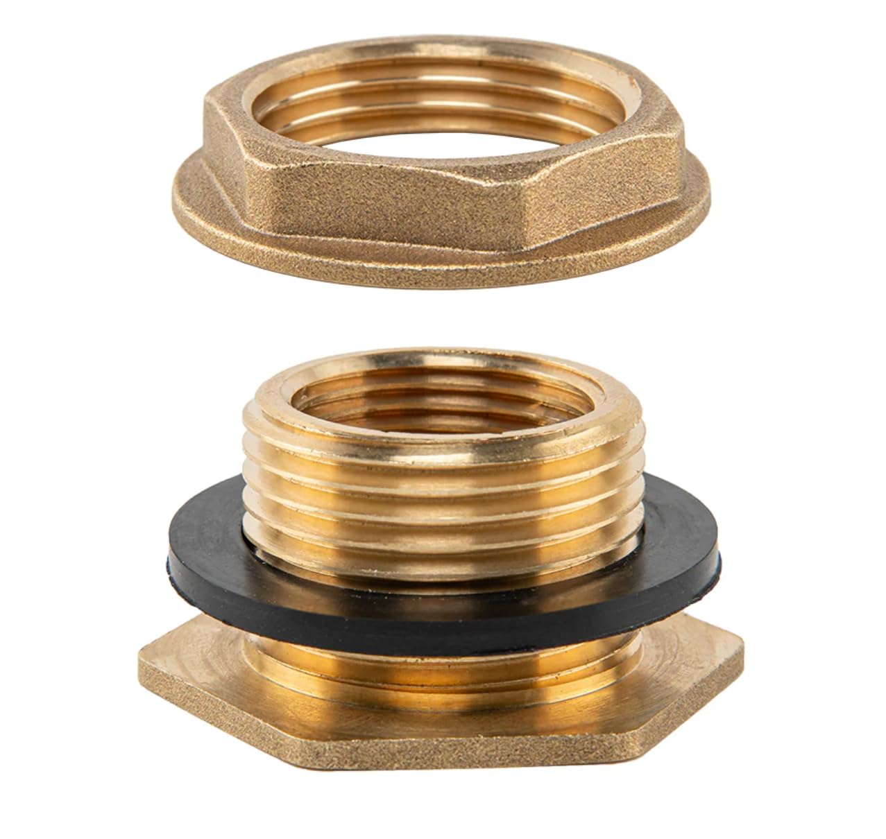 Water Butt Connector Adapter Tank Fitting 1/2" - 2" Barb Straight 90 Pipe Outlet (Brass, 1")