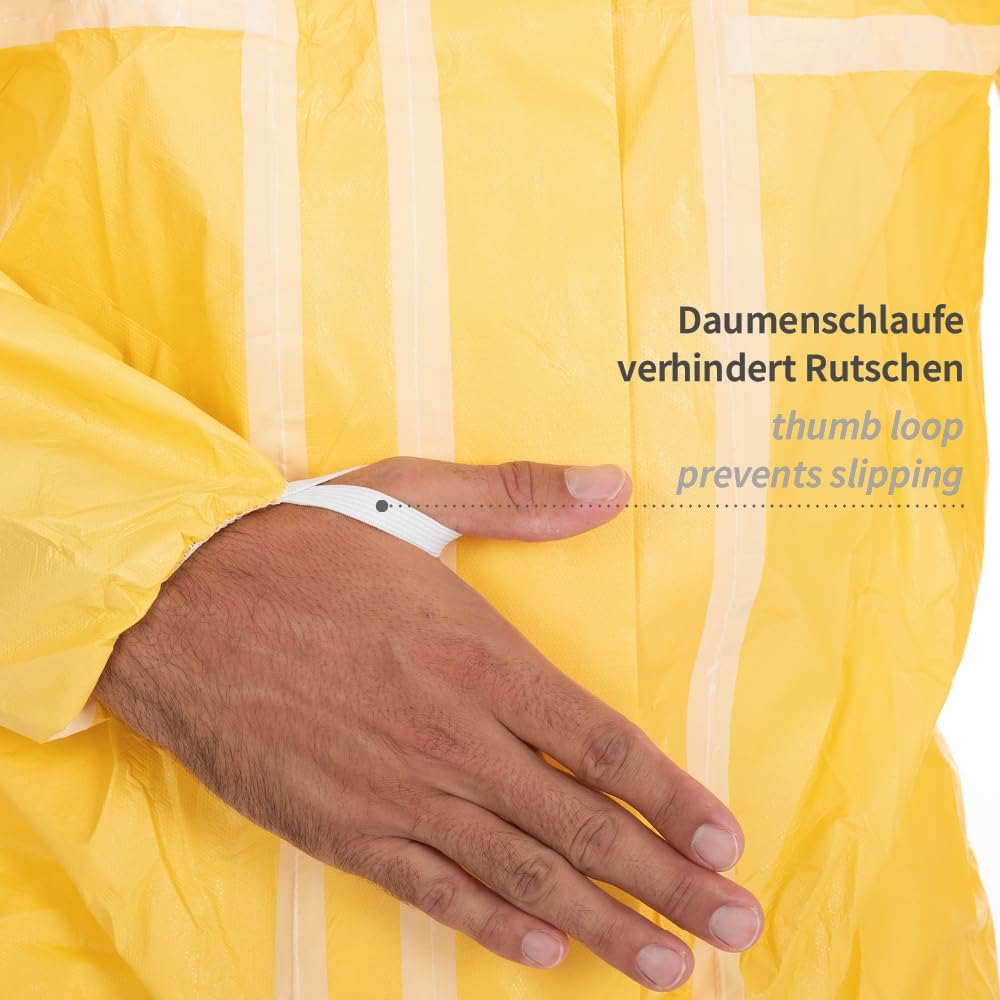 FRANZ MENSCH 10 Stück Hygostar Overalls ChemicalStar Typ 3B+4B+5B+6B | SMS/PE, Karton, gelb, XXL, L: 180cm, Umfang: 142cm, Chemikalienschutzanzug, Einmalanzug, Laboranzug