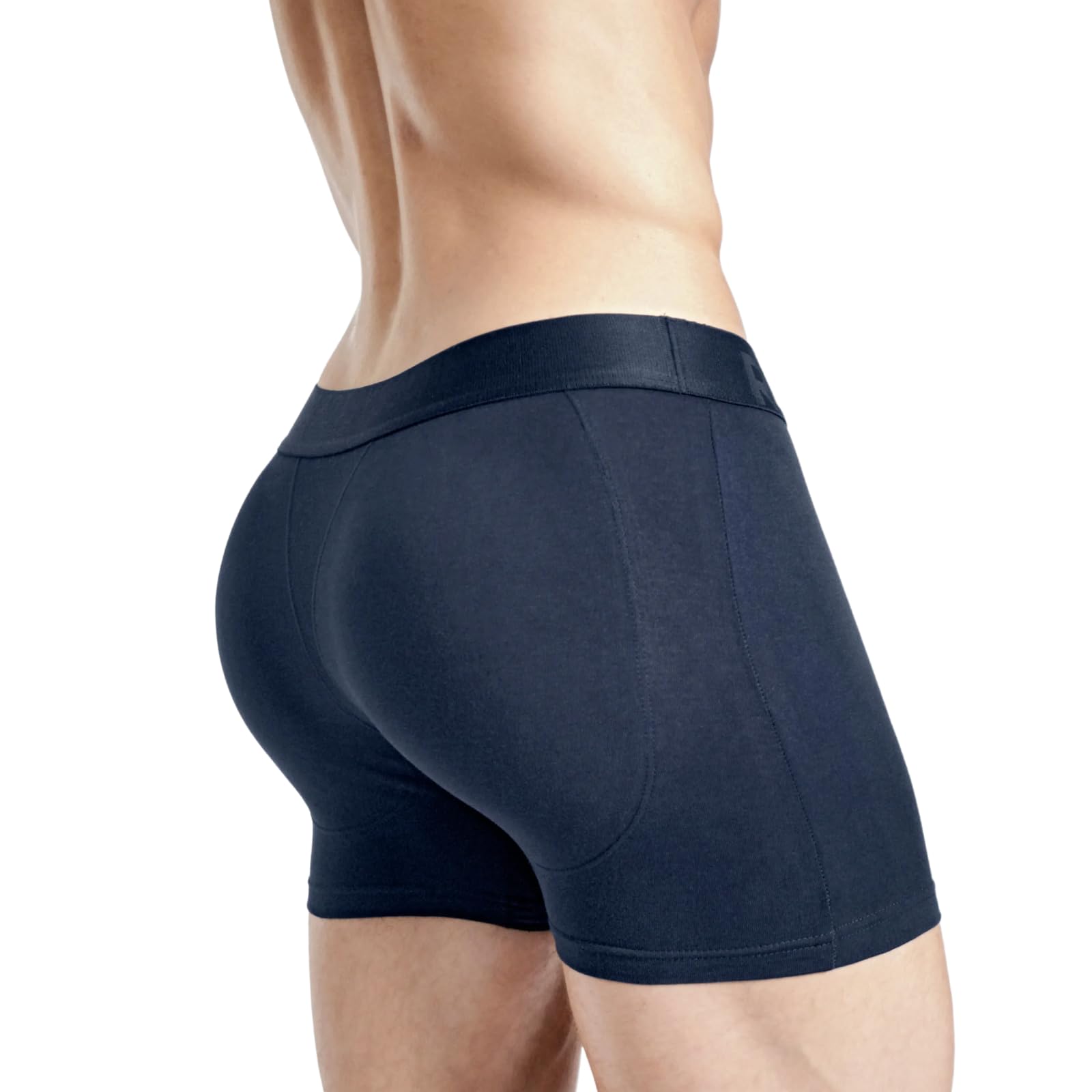 Rounderbum Men's Padded Underwear Boxer Briefs with Removable Butt Enhancing Pads - 4 Colors - More Volume Instantly