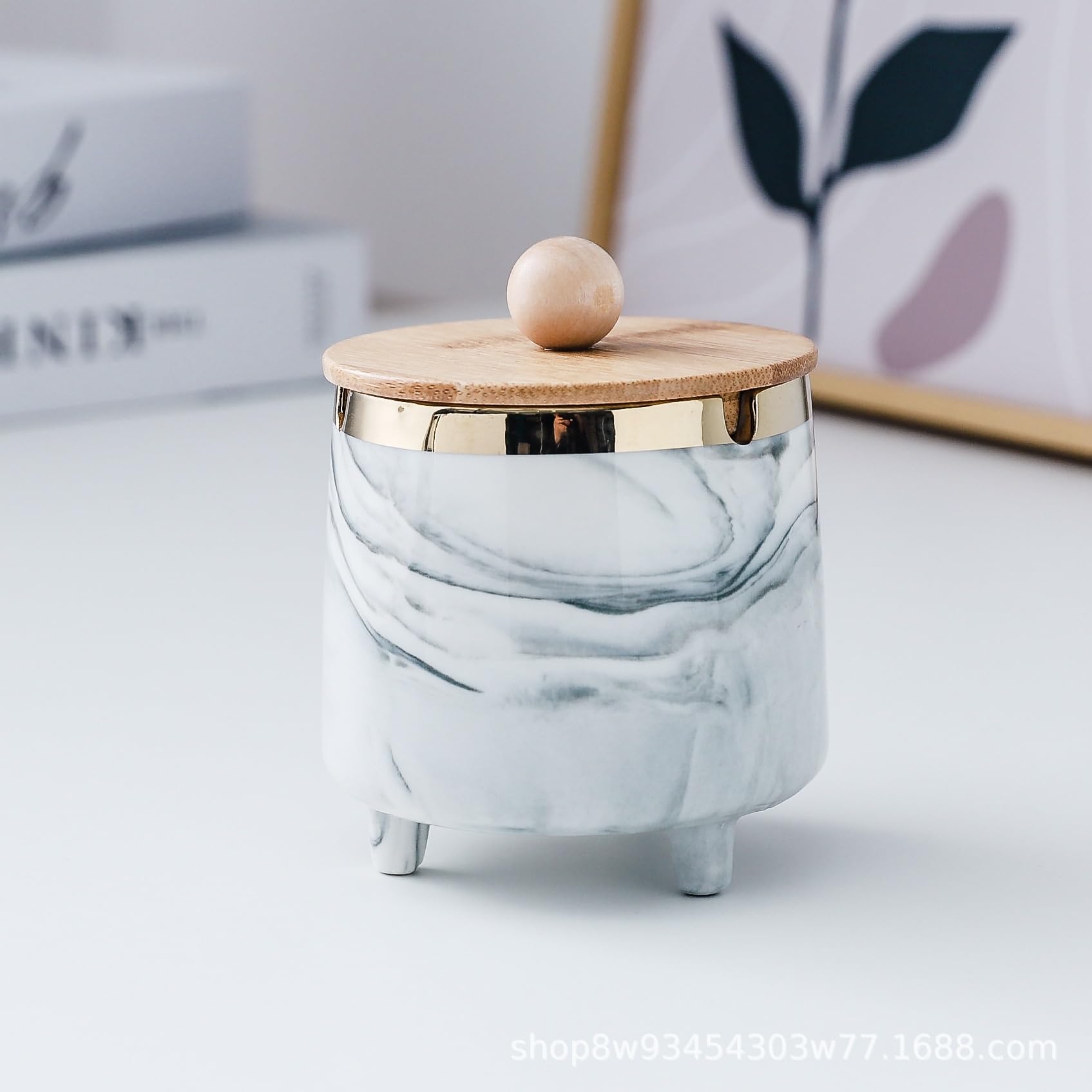 Windproof Ceramic Ashtray Cigar Modern Marble Ash Tray(#6)
