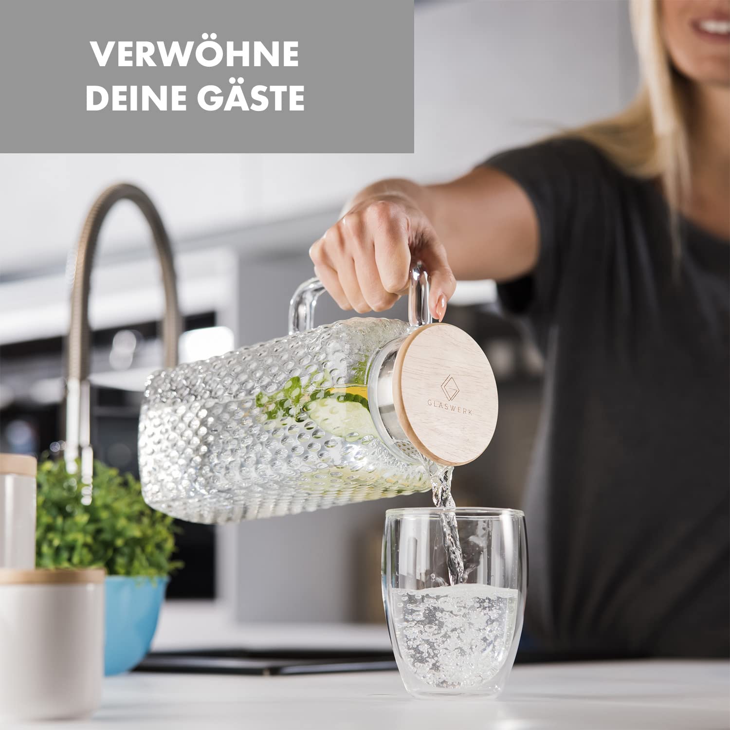 Ikoo Waterkaraf Met Glazen Karaf Kan Met Kurkstop
