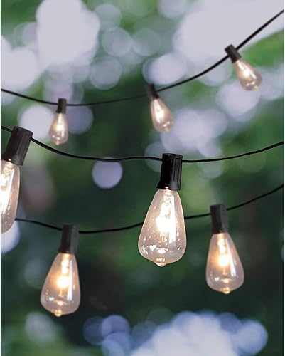 Ashland Guirnalda de luces Edison transparentes de 30 pies de longitud total, 120 V 60 Hz CA, certificación UL, uso en interiores y exteriores, 1