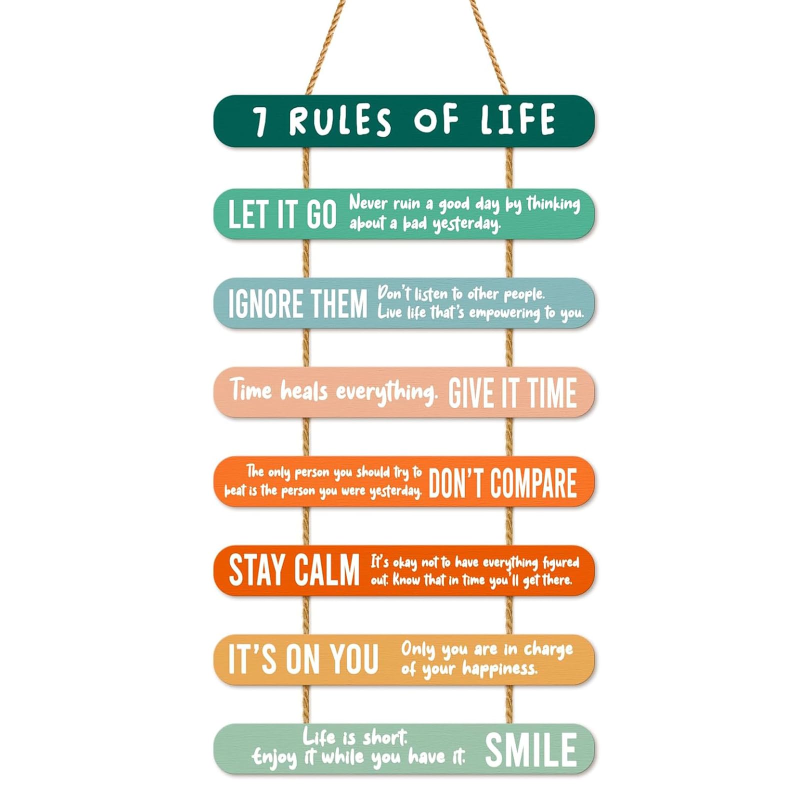 SOYANGNEK Inspirational Wall Decor for Women Friends Besite Mental Health Reminders Wall Positive Motivational Affirmations Presnts 7 RULES OF LIFE Wooden Plaques for Office Home Classroom Dorm