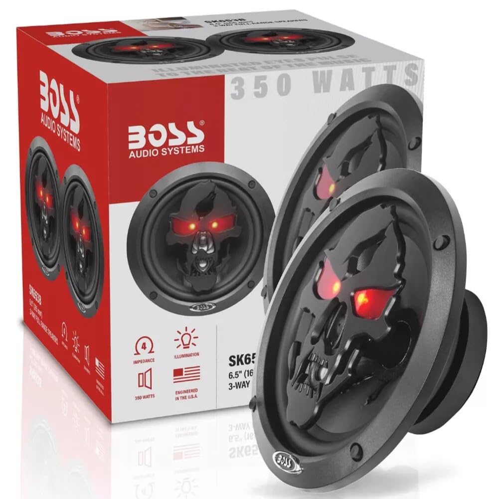 Kit Set para Boss Audio Systems SK653B 2 Altavoces coaxiales de 3 vías de 16,5 cm y 165 mm de 6,5", 175 vatios rms 350 vatios máx., impedancia de 4 ohmios, 90 db spl, Negro, para Coches, par