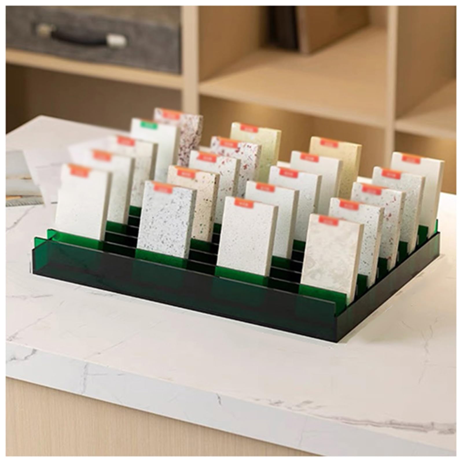 NQNFWCRJ Small Acrylic Tile Rack Floor Tile Display Stand for 30 Samples 10 Rows Floor Tile Display Rack for Building Material Samples Multi-Color