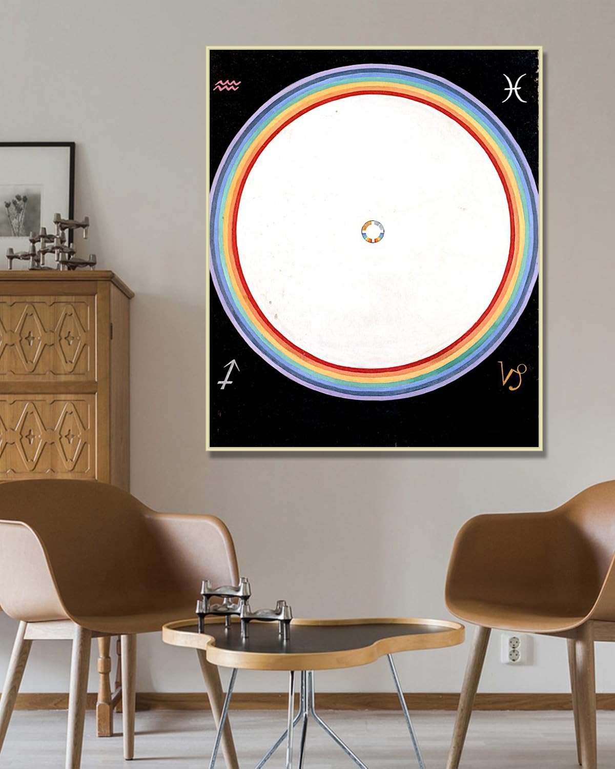 NHLDZYH Rama szampana. Słynne wydruki artystyczne, (Gołąb, nr 14) autorstwa Hilma af Klint, abstrakcyjna sztuka współczesna, obrazy na płótnie do dekoracji domu. 30 x 36 cm