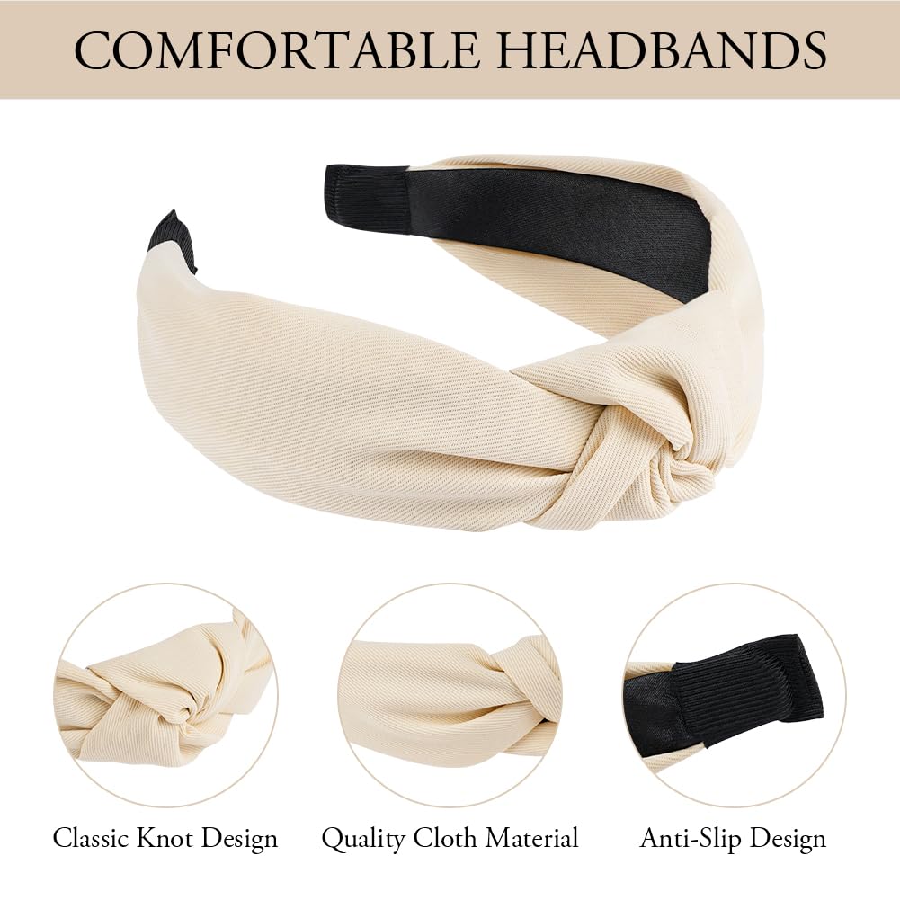 LOPHE 4 Pack Headbands for Women Fabric Hair Bands, Wide Fashion Knotted Headband, Non Slip Exquisite - Image 2