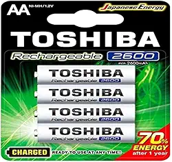 Pilha Recarregável AA 1,2V 2600mAh TNH6GAE TOSHIBA (Cartela com 4 unid.)
