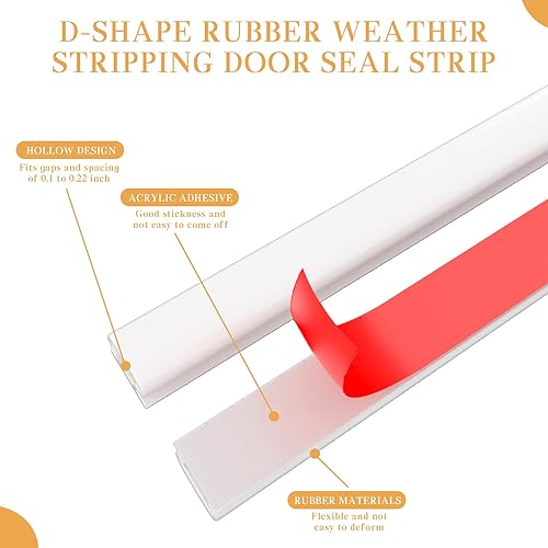 Miniatura 5 de Burlete de goma para puerta, autoadhesivo, en forma de D, para marco de puerta, aislamiento de ventana, gran hueco, fácil de cortar a medida (23