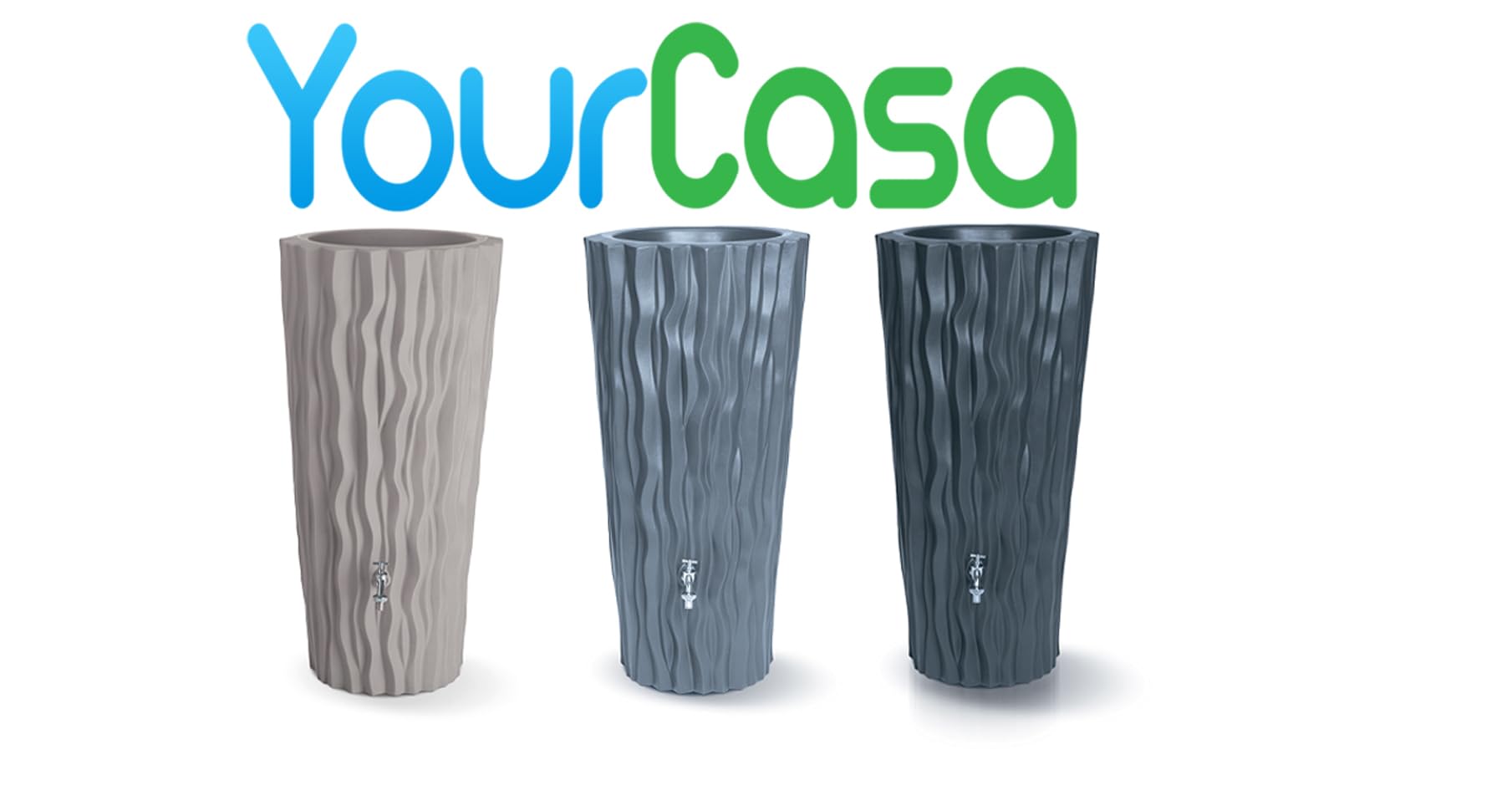 YourCasa AquaDesign Flower - Depósito de lluvia (160 L, con rosca de metal y maceta), color gris antracita