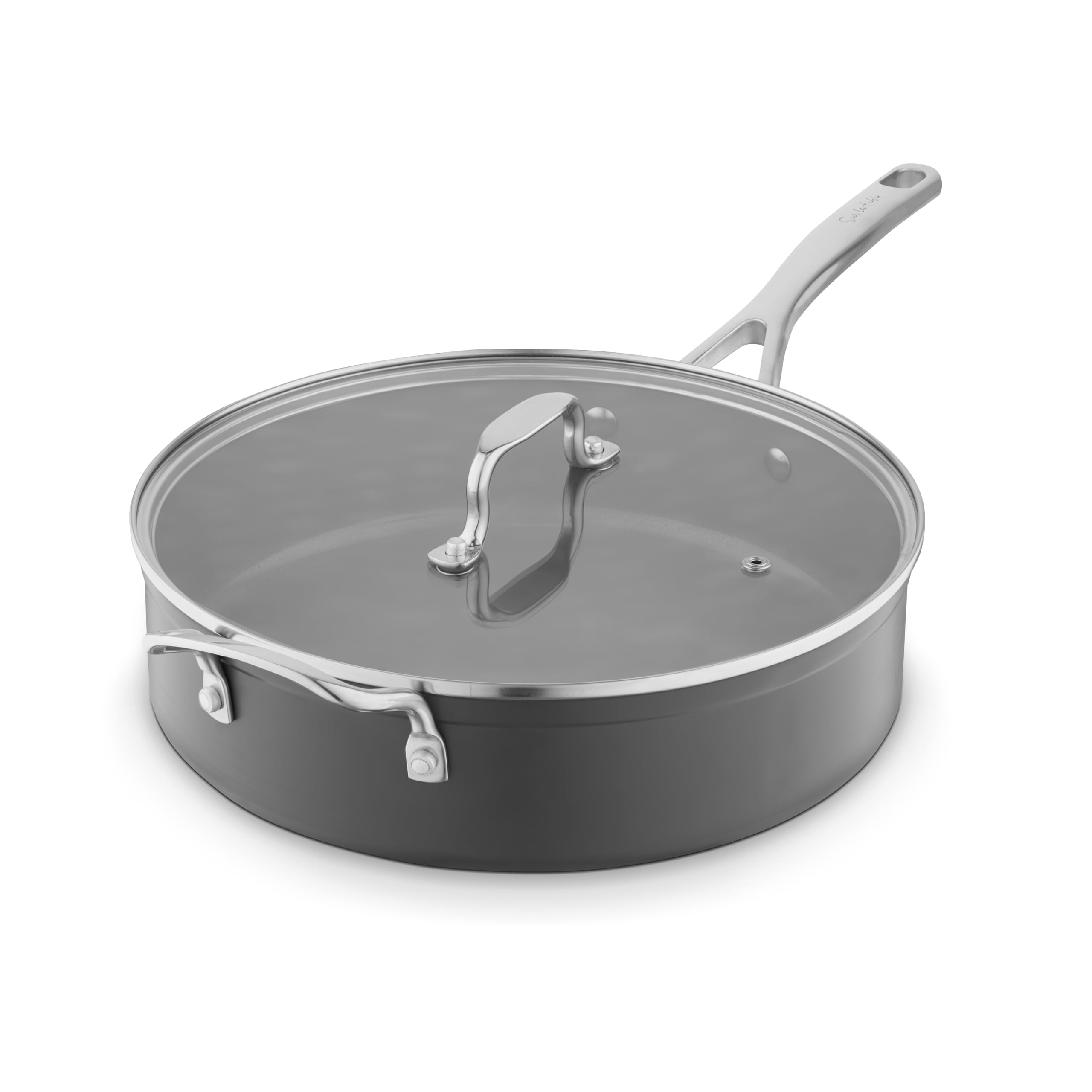 Sur La Table Grey Hard Anodised 28Cm Multi-Pan With Tempered Glass Lid, Helper Handle, 10X Stronger Superior Non-Stick Ceramic Coating, Induction Compatible, Slt800375