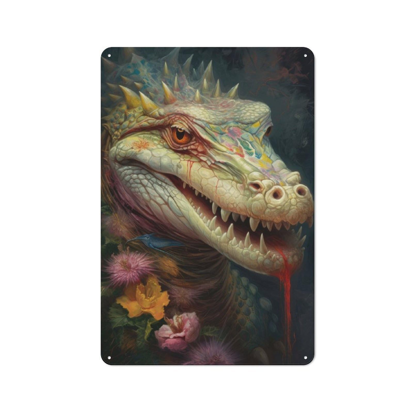 Junmoney The Strong Crocodile Barn Style Metal Wall Decor 30X20cm, Country Metal Sign For Kitchen, Cottage, Porch Or Garden Room