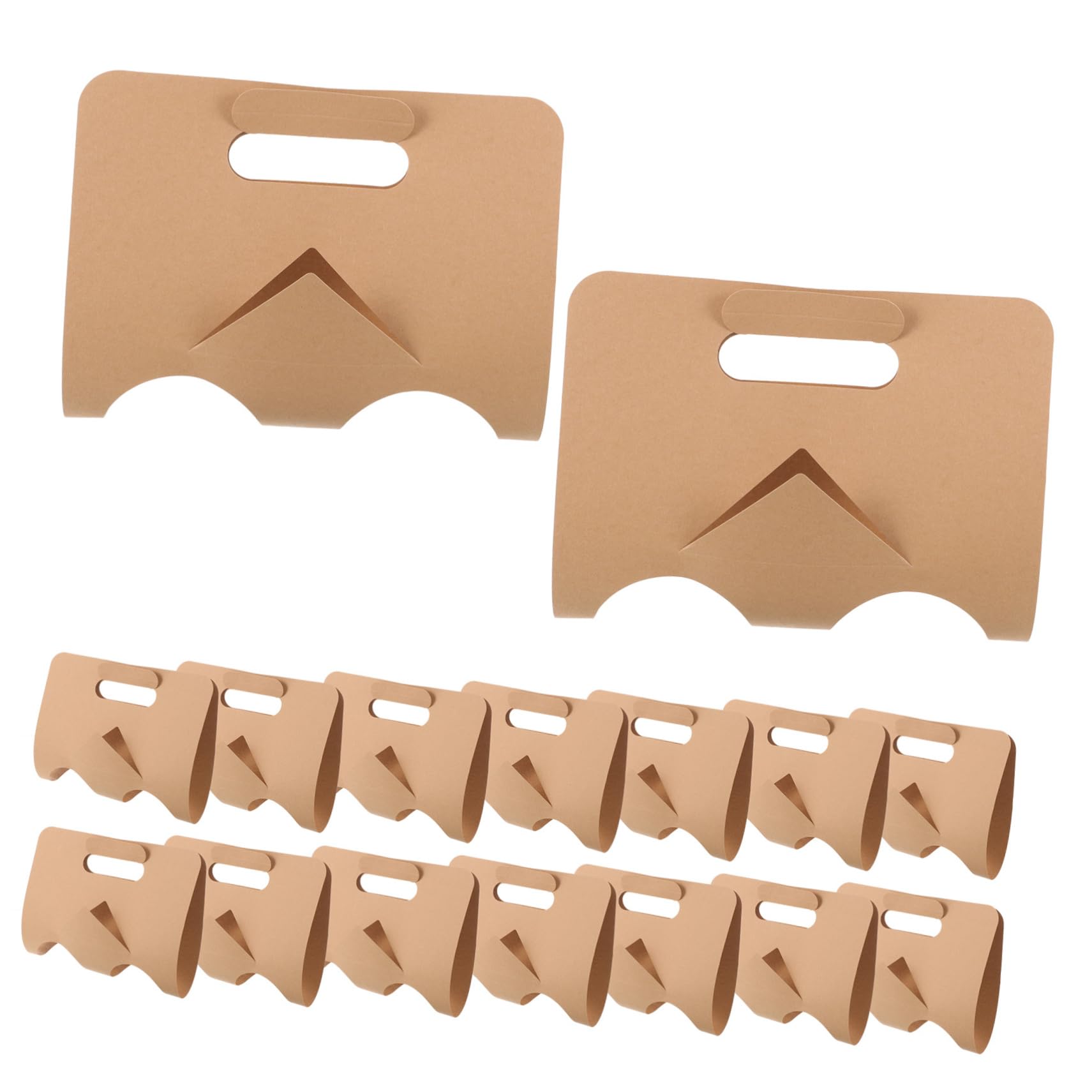 HAWILLOSCH 50Pcs Paper Drink Carrier with Handle Two Cup Holder for Takeout Beverages Portable Cup Holder for Coffee Milk and More for Home Office and Cafes