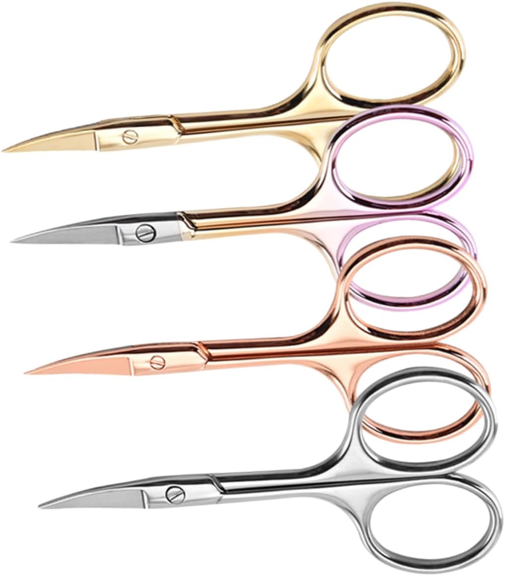 Ipetboom 12pcs Men Beard Trimming Scissors Mustache Shears Precision Stainless Steel Barber Shop Home Diy Random Color