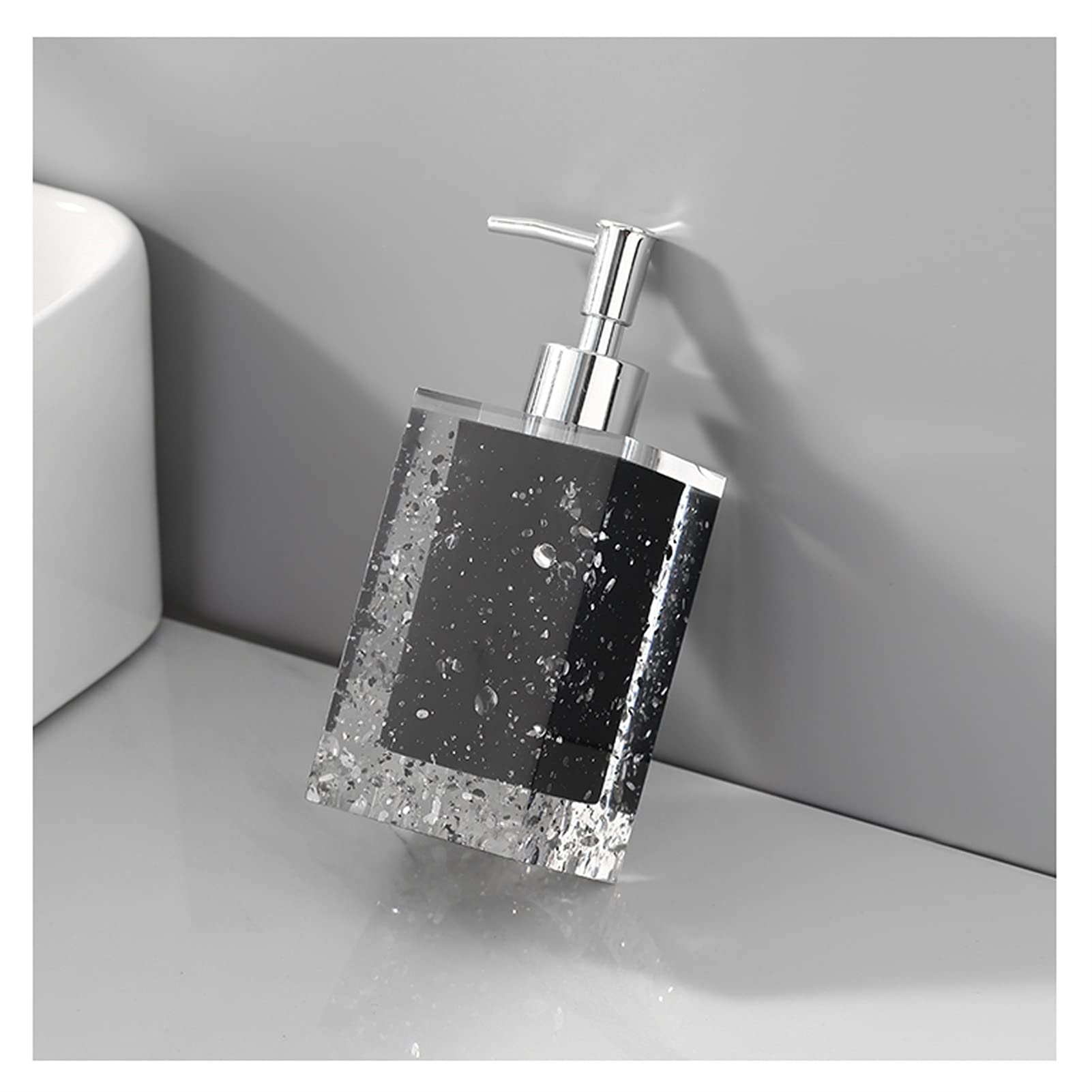 HDBCYUAZ Soap Dispenser Glass Resin Lotion Bottle Electroplating Pump Head Squeeze Nozzle Soap Dispenser Can be Used in Bathroom Bedroom300ml/10.5oz Dispenser for Hand Soap(Zwart)