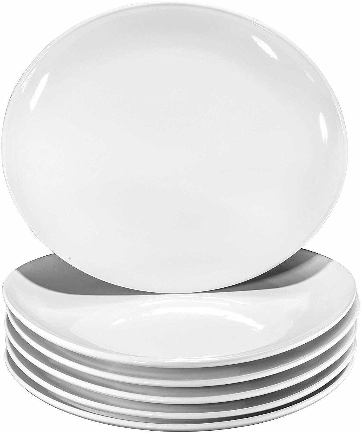 11 In Ceramic Dinner Plates ,Set of 6 ,White