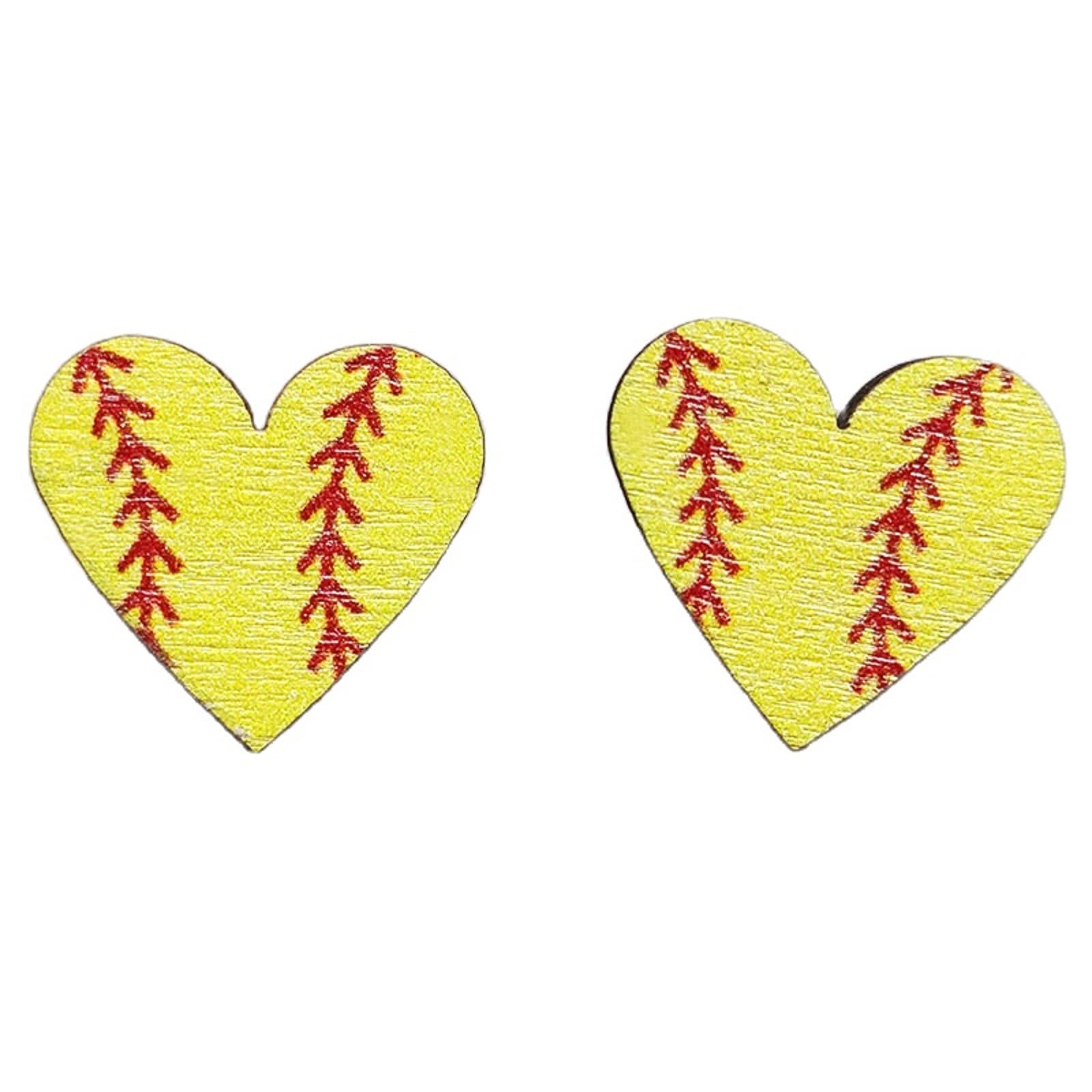 Heart Ball Sports Stud Earrings Ball Game Heart Shaped Basketball Volleyball Baseball American Football Stud Earrings for Women