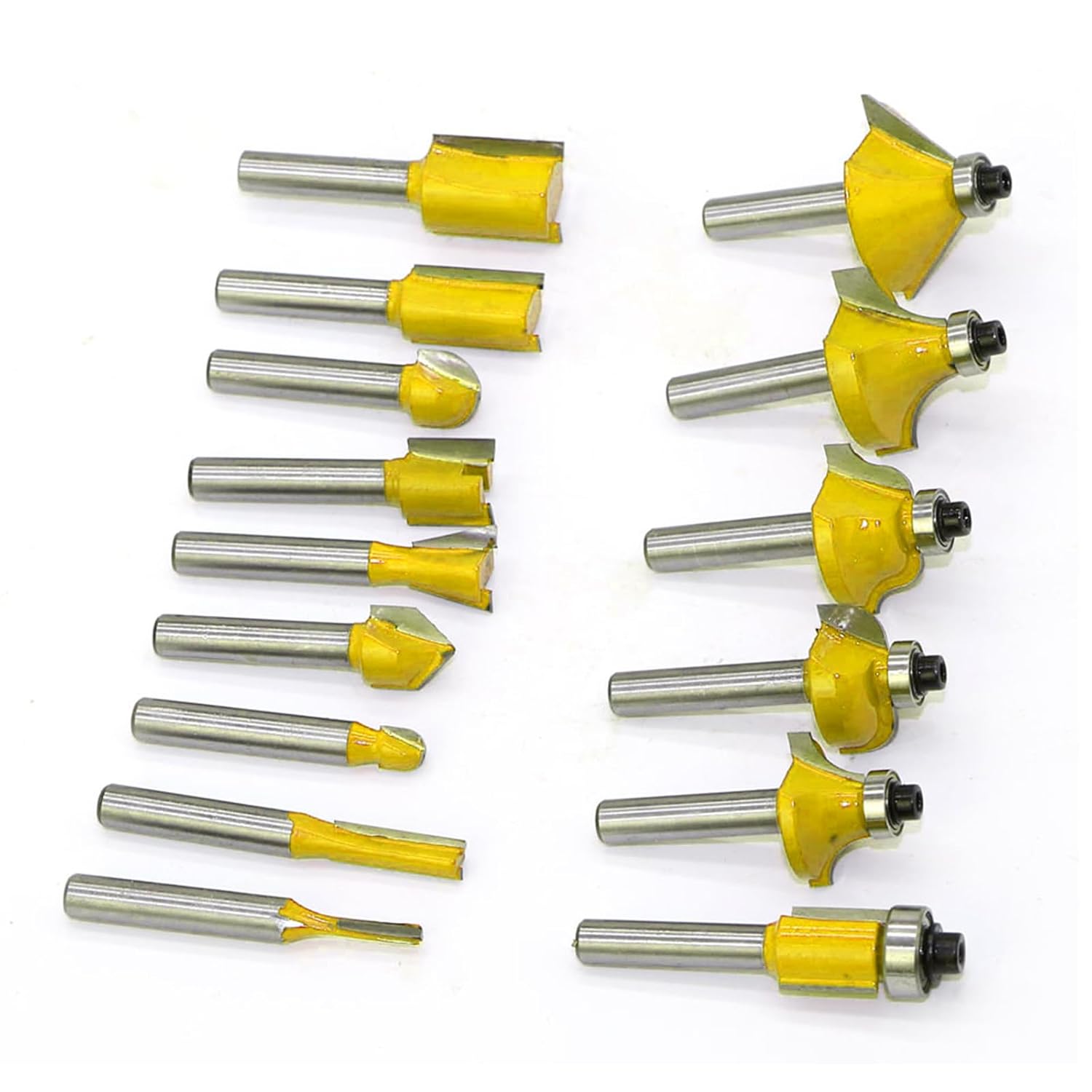 Router Bits Set of 15 Pieces 1/4 Inch Woodwork Tools for Beginner Router Bit Kit for DIY,High Grade Yellow 7 Router Bits Set of 15 Pieces 1/4 Inch Woodwork Tools for Beginner Router Bit Kit for DIY,High Grade Yellow