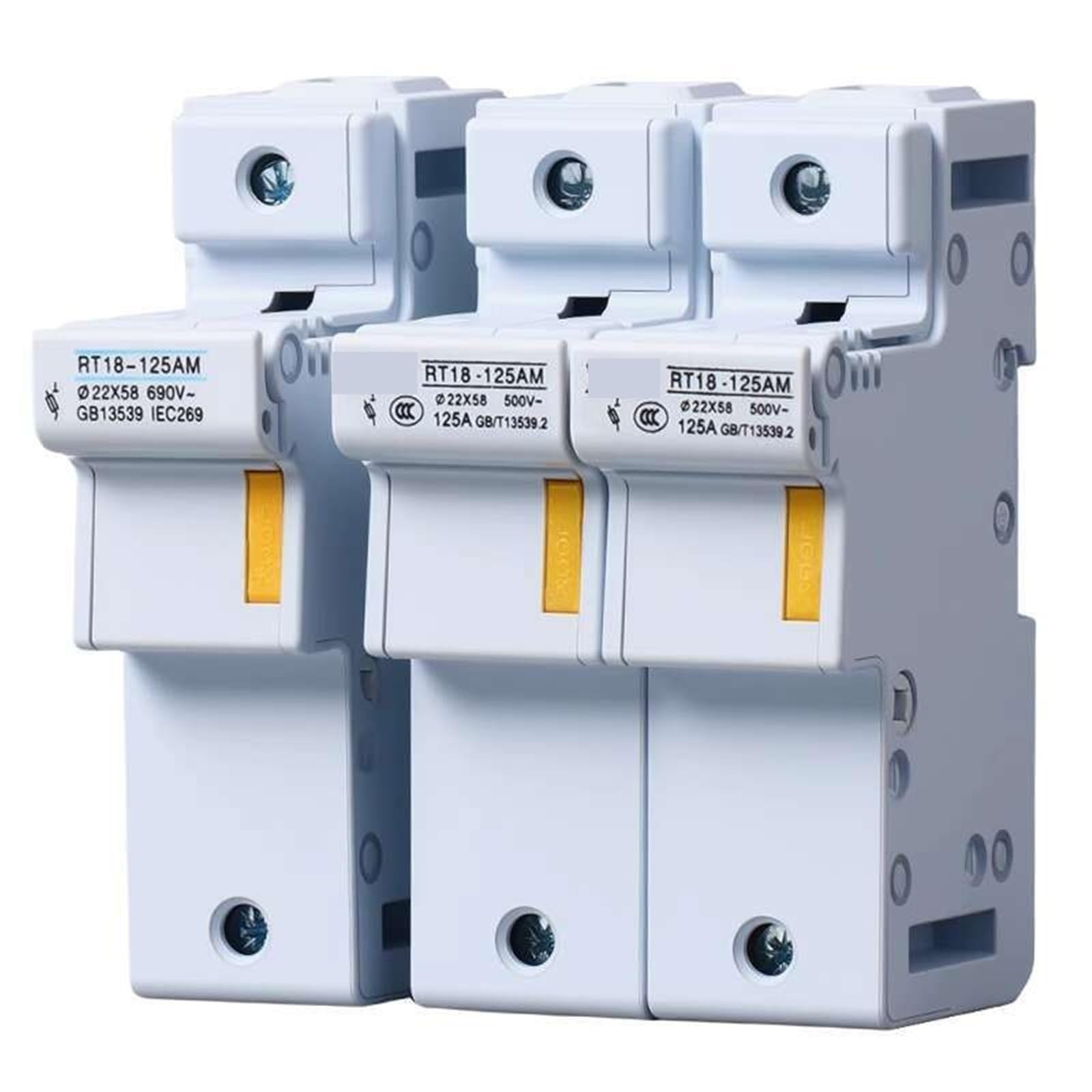 Portafusibile RT18-125AM 22 * 58MM Base RO17 in ceramica RT18 RT14 125A R017 22x58mm 690V 1 pezzo ﻿(3P)