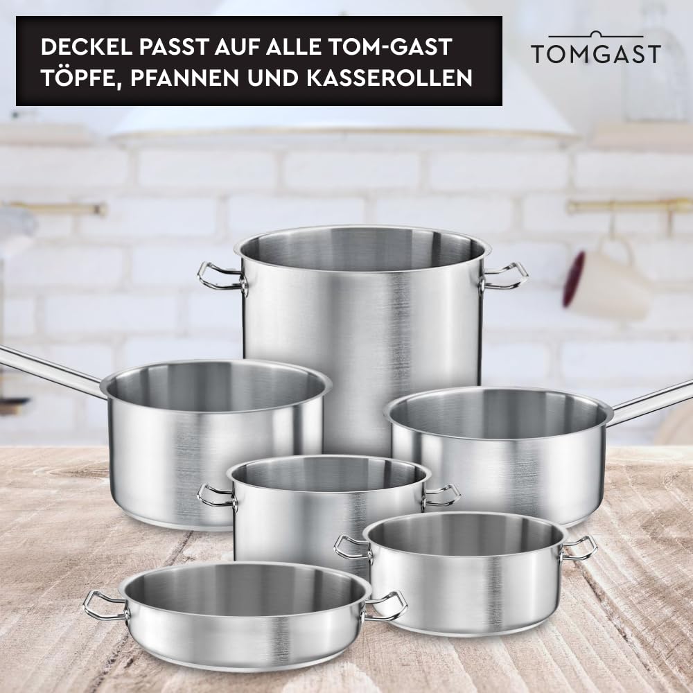 Coperchio per pentola TOMGAST | Diametro: 36 cm | Compatibile con le pentole TOMGAST | Acciaio inossidabile 18/10 | Finitura satinata | Manico ergonomico