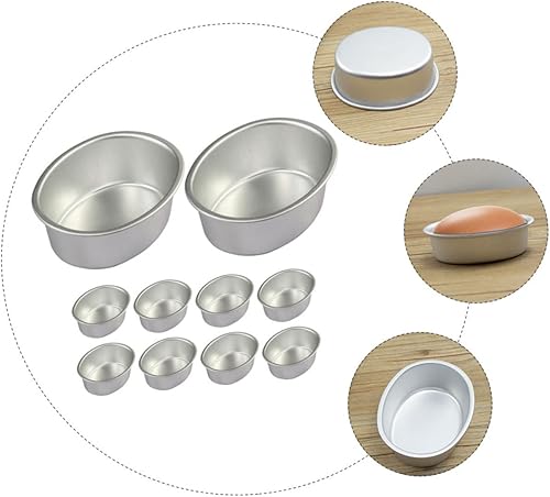 Miniatura 2 de Hemoton Juego de moldes ovalados para conservas, bandeja para hornear antiadherente, mini molde para cupcakes, molde para tartas, moldes para