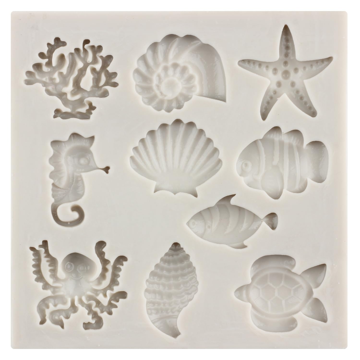 Sijiangmold Marine Thema Fondant Siliconen Schimmel Zeewier Zee Vis Koraal Zee Schildpad Schimmel Voor Cake Decorating Chocolade Snoep Cupcake Topper Polymeer Klei Set Van 5