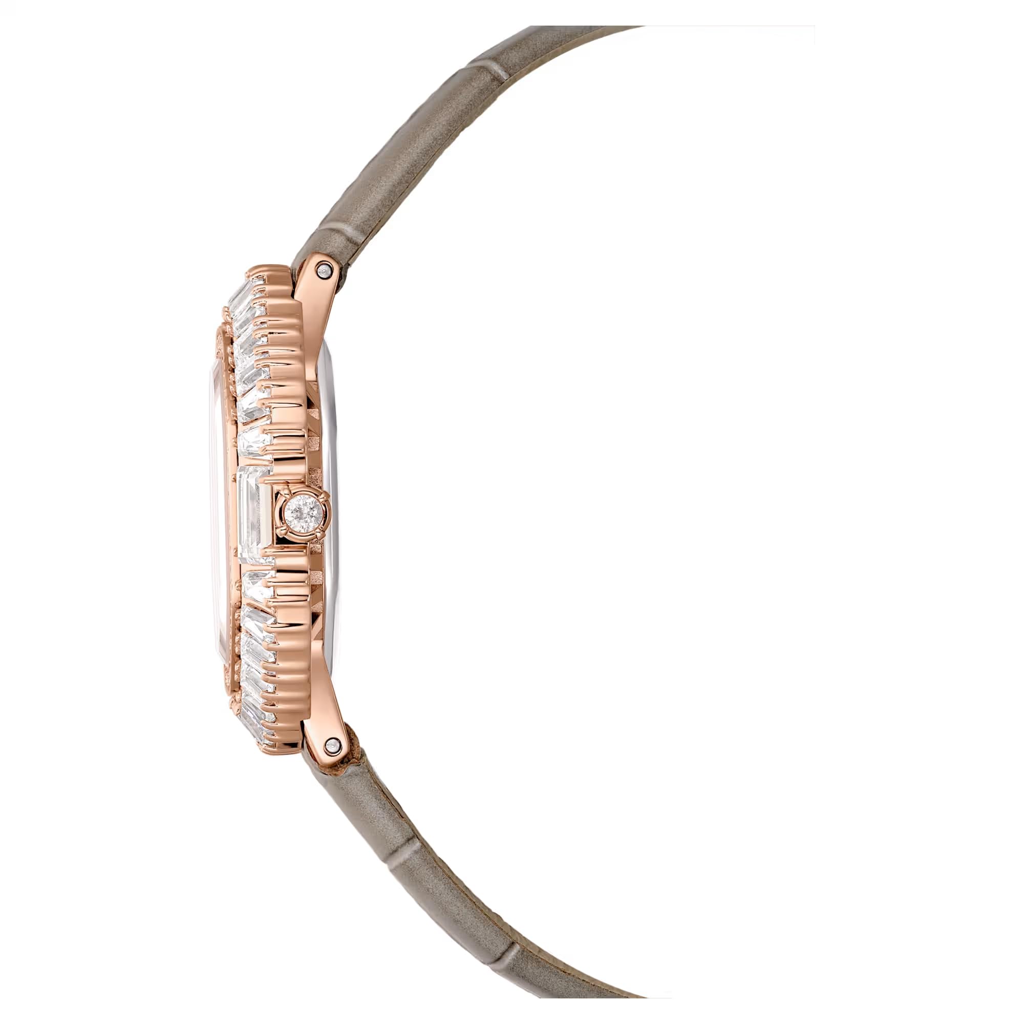 Swarovski Orologio Matrix octagon, Cinturino in pelle, Beige, Finitura in tono oro rosa