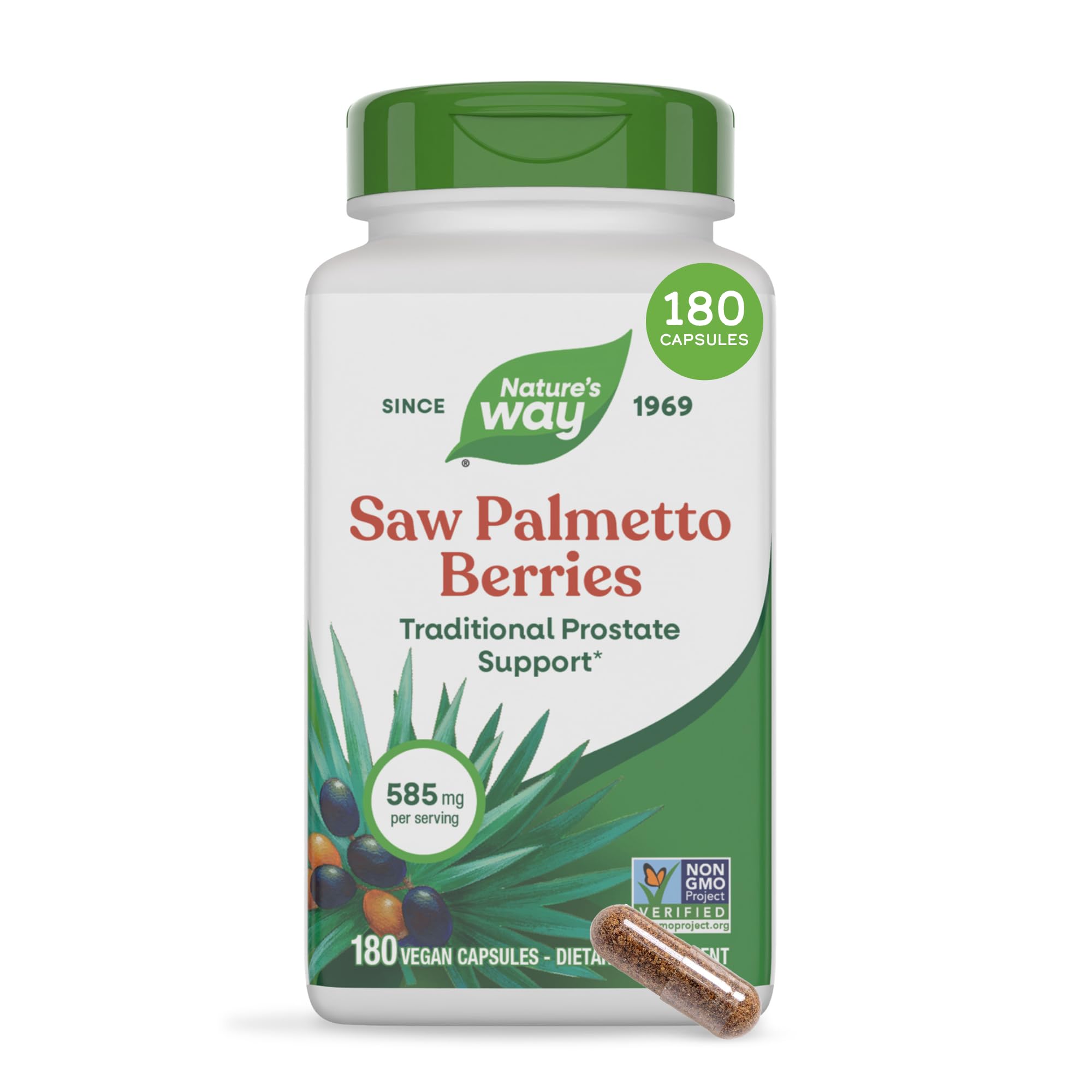 Nature's Way Saw Palmetto Berries, Traditional Prostate Support*, 180 ct 180 Count (Pack of 1)