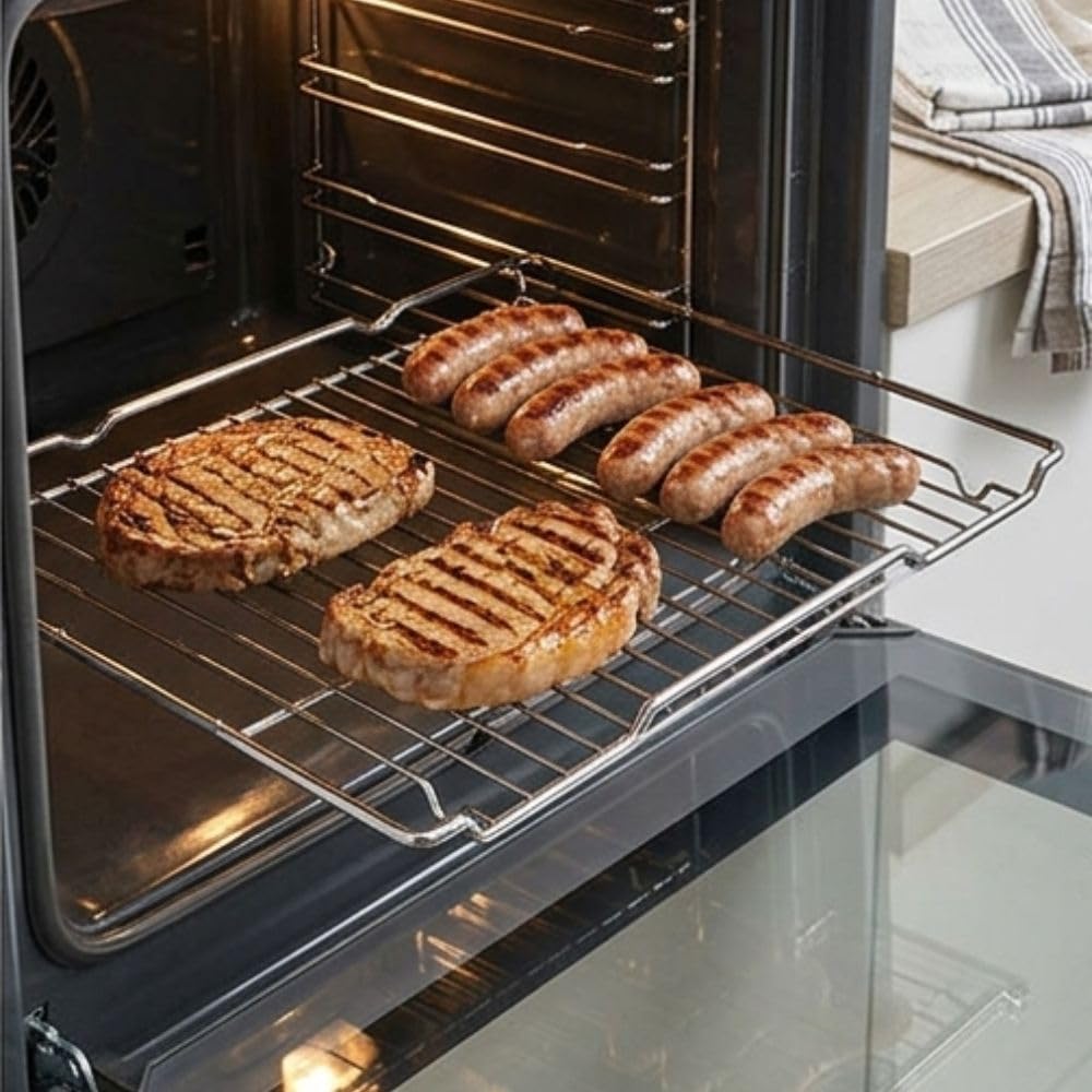 Parrilla para horno compatible con Bosch, Neff Z11CR10X0, dimensiones: 455 x 375 (mm), revestimiento antiadherente, apta para cocinar a altas temperaturas, 45,5 x 37,5 cm