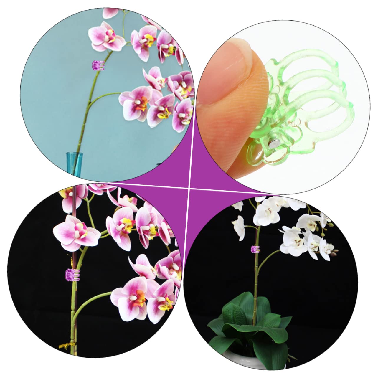 Yardwe 4 Sätze Orchideen-Clip Orchideenrinde Pflanzenstützclips Pflanzenstock Anlage Orchideen Clips Pflanzenclips Klemmbausteine Pflanzen Feste Gartenclips Plastik 120 Stück * 4
