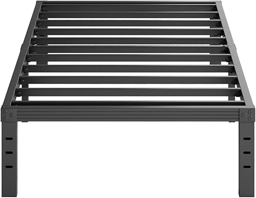 Miniatura 16 de Base de cama de metal de 18 pulgadas de alto, base de cama con plataforma tamaño completo, no necesita somier, fácil de montar, sin ruido,