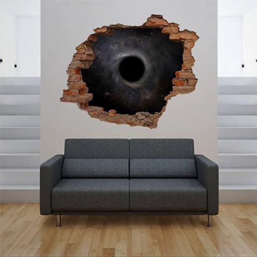Calcomanía de vinilo 3D con agujero en la pared con agujero negro en el espacio, vinilo 3D para despegar y pegar, calcomanías de pared removibles