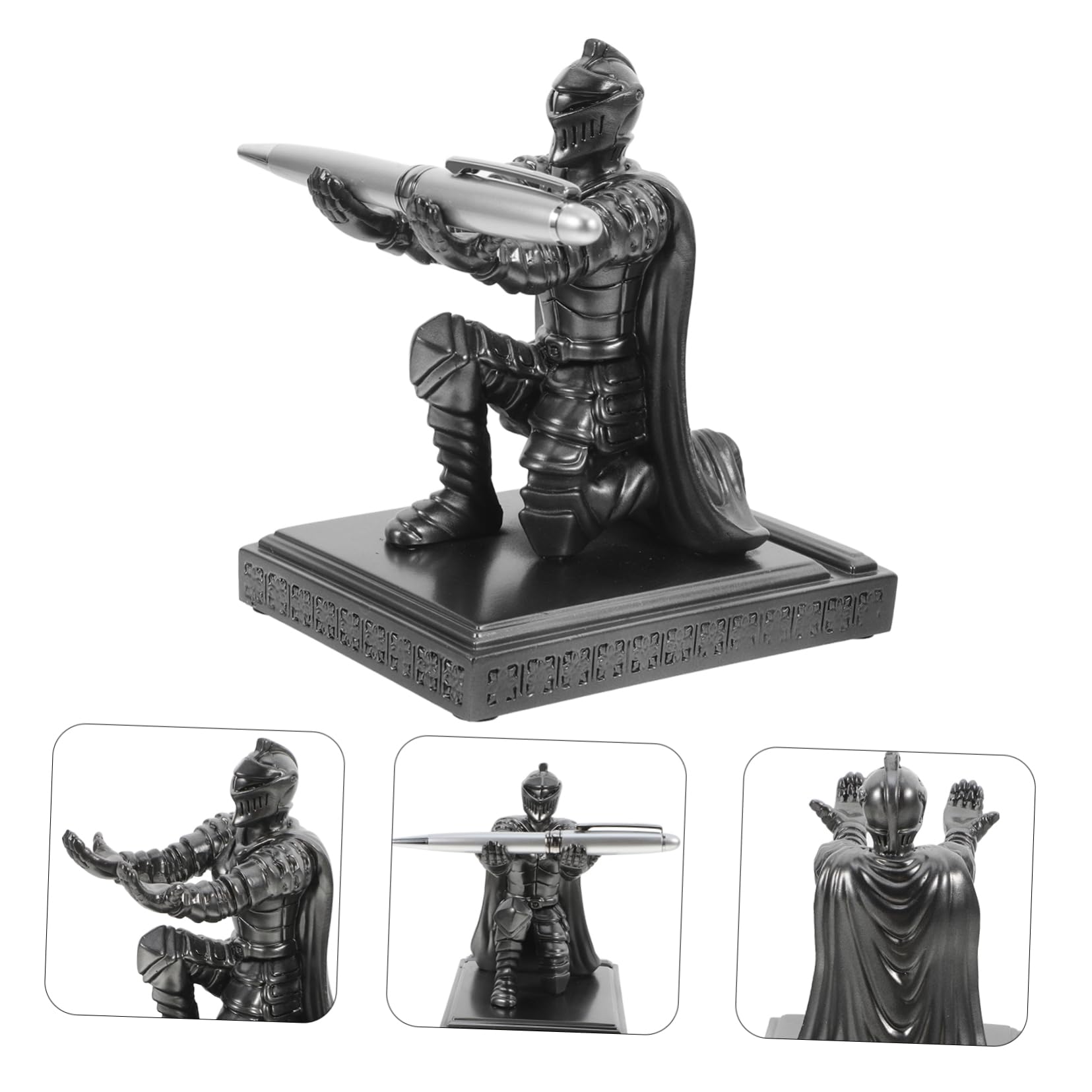 jojofuny Portapenne Statua Cavaliere Scultura in Resina Per Scrivania Decorazione Per Ufficio Portapenne Singolo Cavaliere